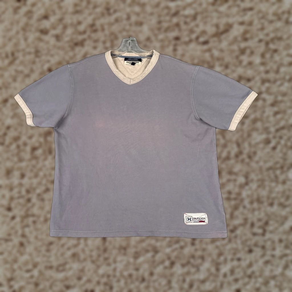 Tommy Hilfiger Tommy Hilfiger Shirt Adult Large Gray V-Neck Short Sleeve Cotton Blend Size US L / EU 52-54 / 3 - 1 Thumbnail
