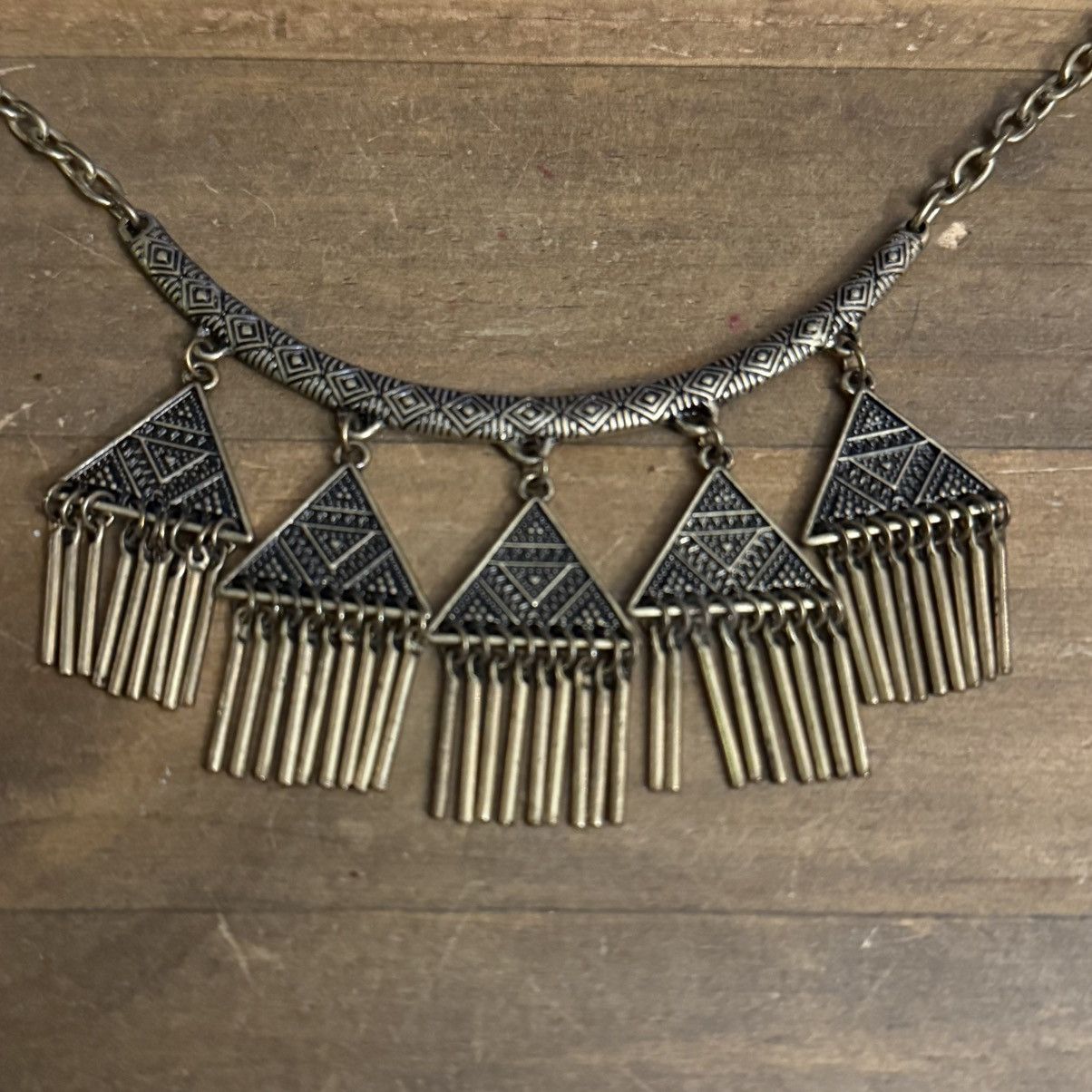 Other Bronze tone geometric fringe statement necklace Size ONE SIZE - 3 Thumbnail