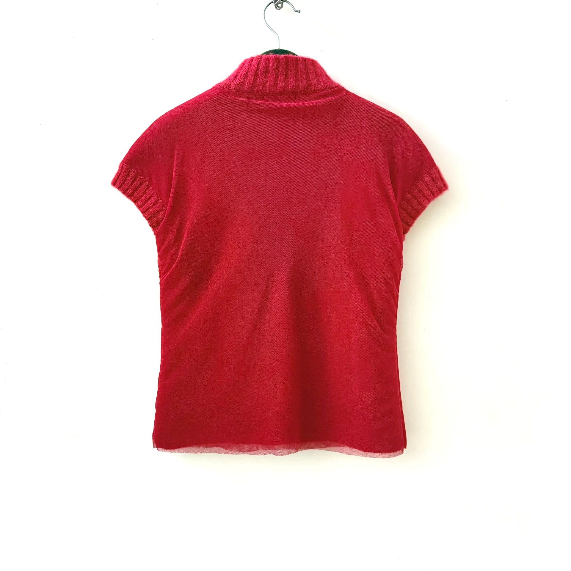 Vivienne Tam Vivienne Tam Chinese Red Plush Knit Tulle Embroidered Floral Top Size XS / US 0-2 / IT 36-38 - 2 Thumbnail