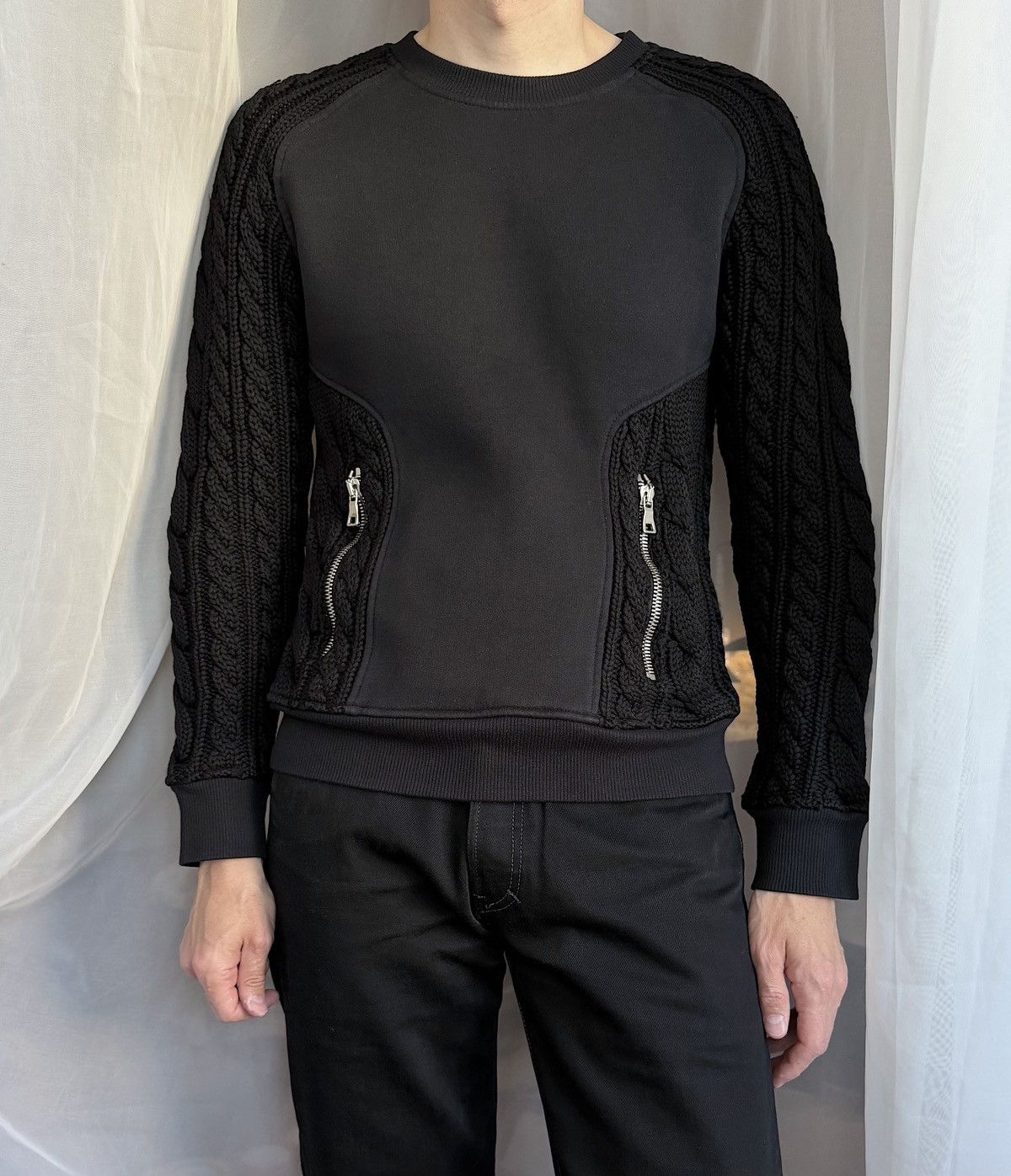 Balmain BALMAIN FW 2014 Army Cabel Knit Zip Sweater Decarnin Black Size US M / EU 48-50 / 2 - 2 Thumbnail