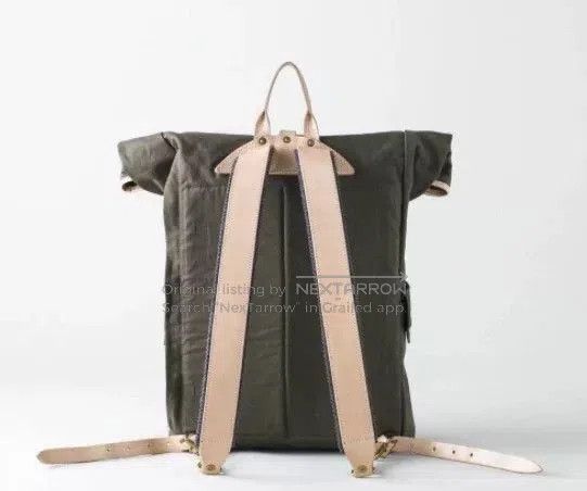 Japanese Brand stylish waterproof backpack with leather accents. Size ONE SIZE - 5 Thumbnail