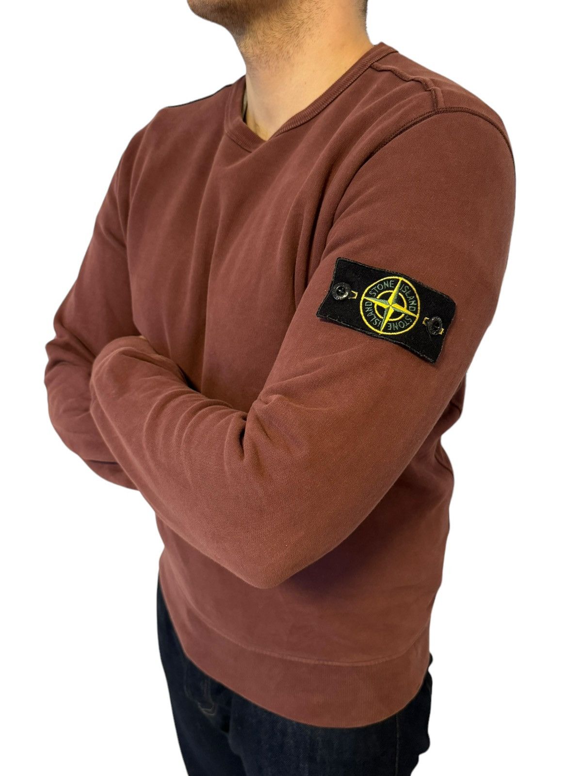 Stone Island Stone Island Garmet Dyed Crew Badge Mosto Sweatshirt Large Grailed