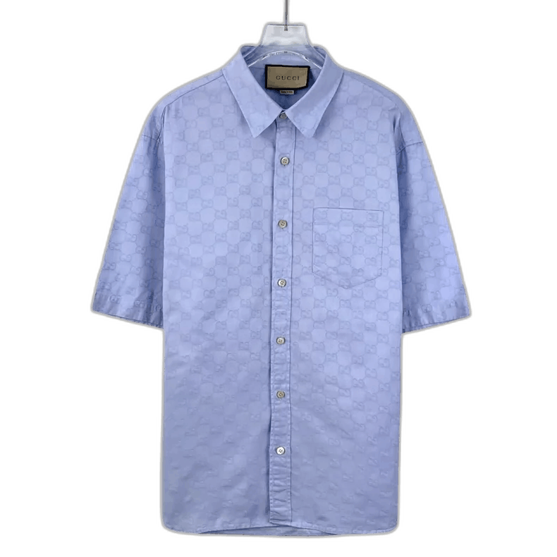 Gucci Gucci Light Blue Logo Short Sleeve Shirt Size US L / EU 52-54 / 3 - 1 Thumbnail