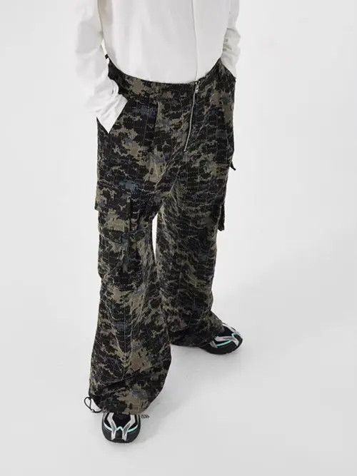 VIBE Specially cut washed ripped camouflage overalls Size US 32 / EU 48 - 2 Thumbnail