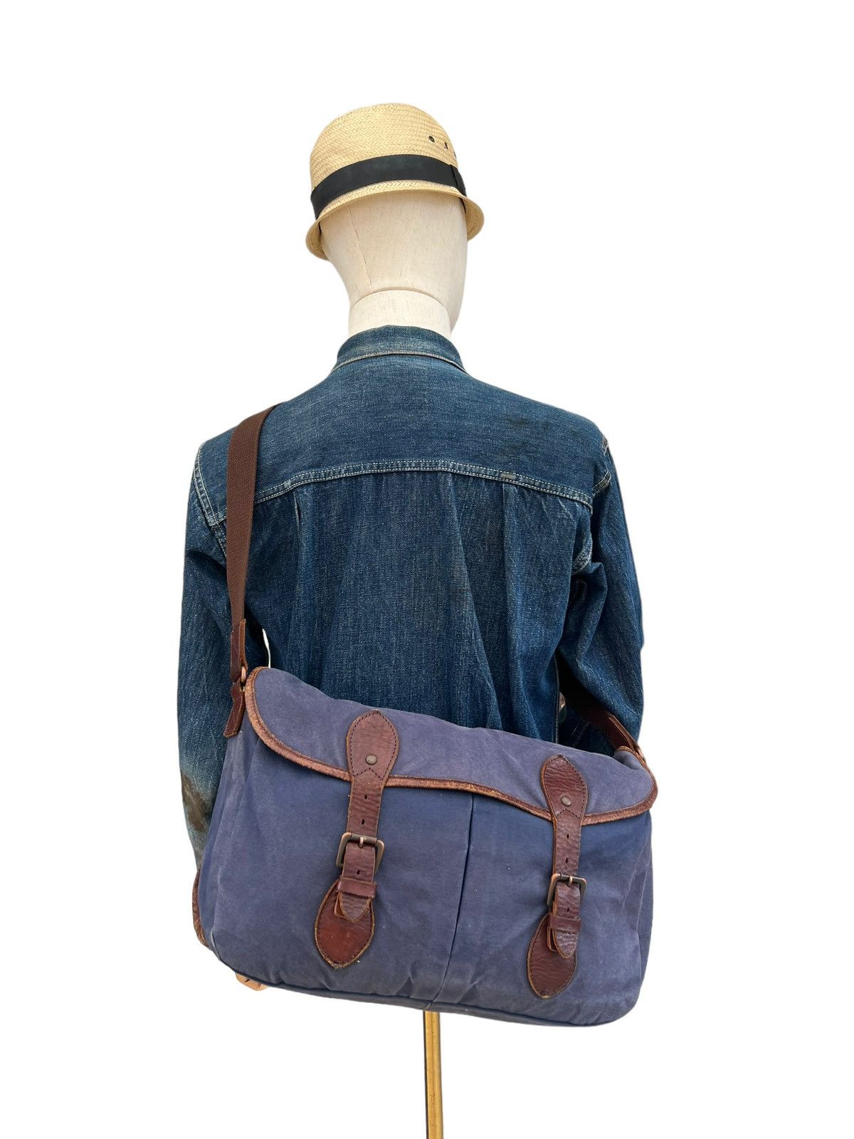 image of Butler Verner Sails Japan Sun Faded Messenger Bag in Navy Blue, Men's