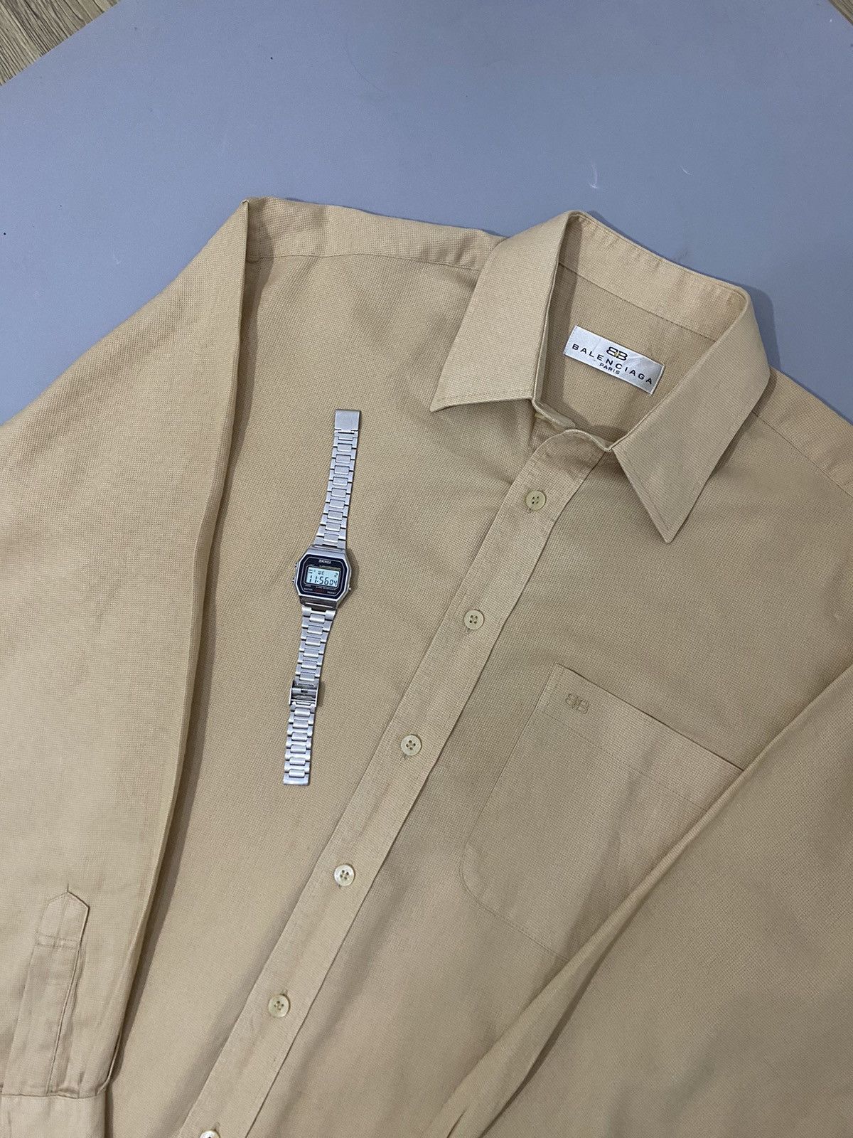 Balenciaga × Vintage 💥Cream💥Balenciaga Shirt Buttons Up Size US L / EU 52-54 / 3 - 3 Thumbnail