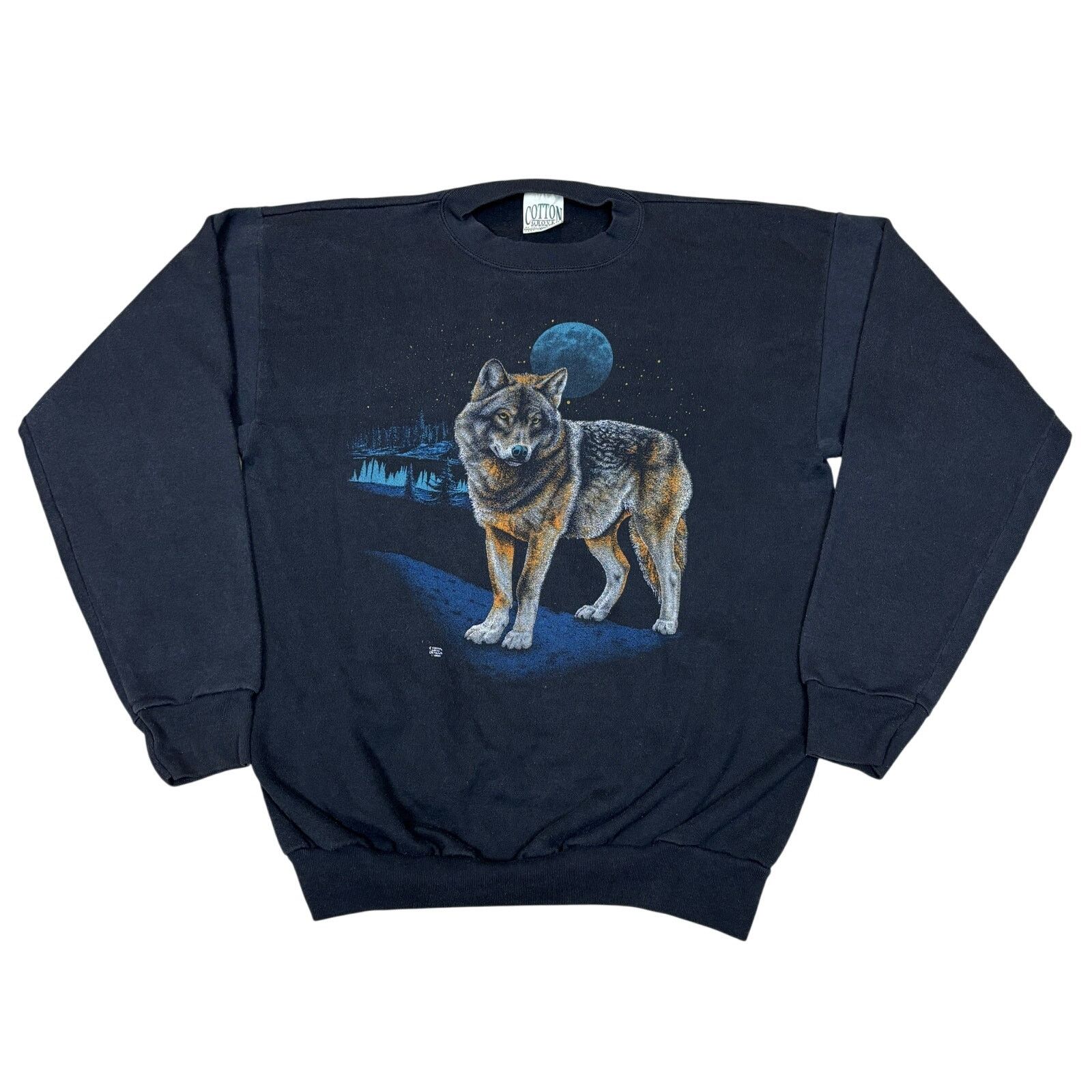 Vintage Vintage 80s Wolf Moon Crewneck Sweatshirt Large Made in USA Size US L / EU 52-54 / 3 - 1 Thumbnail