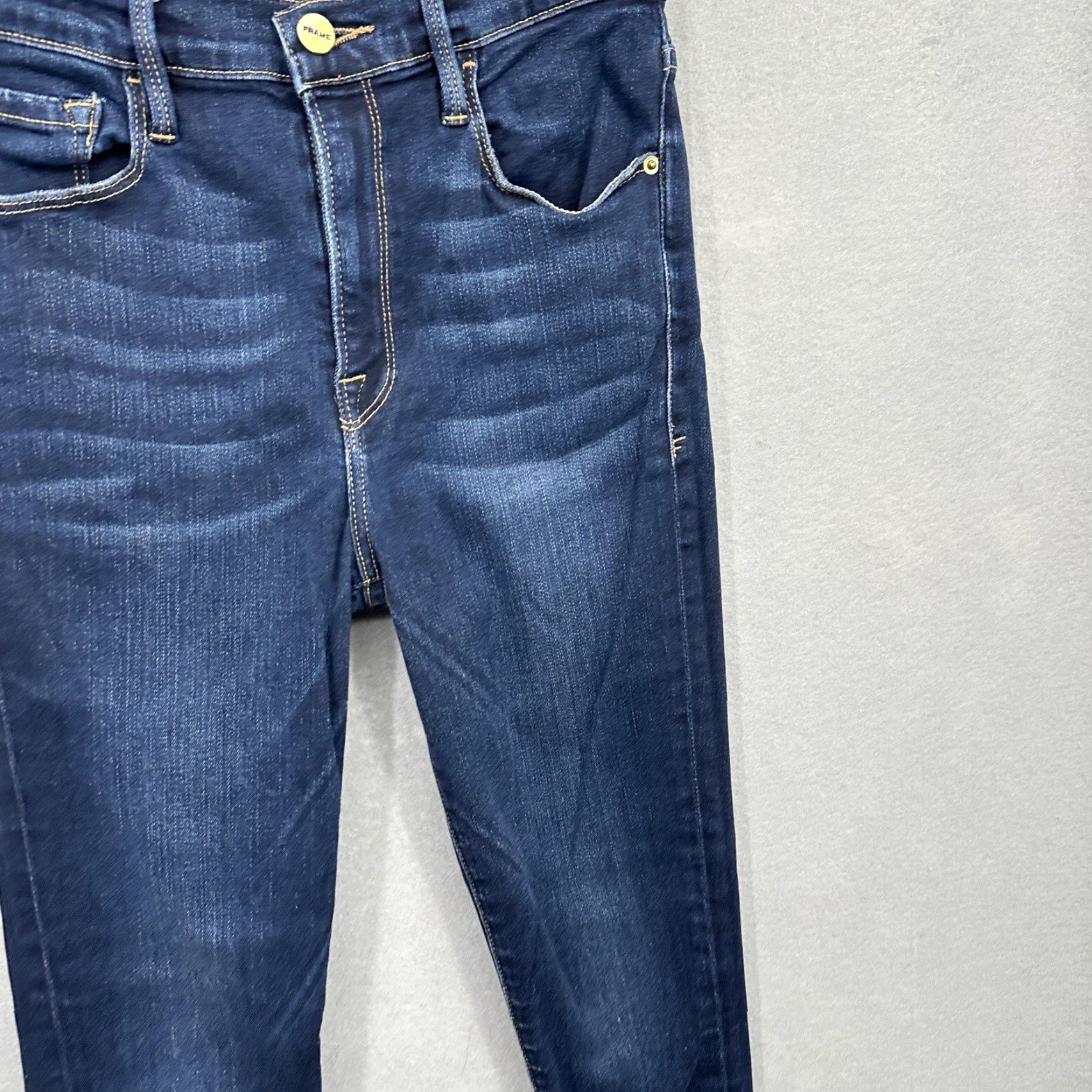 Frame FRAME Jeans Womens 25 High Rise Skinny Dark Wash Boho Cigarette Denim Pants Womens 25 FRAME Jeans Skinny Dark Wash Bohemian Rise High Size 42" / US 20 - 3 Thumbnail
