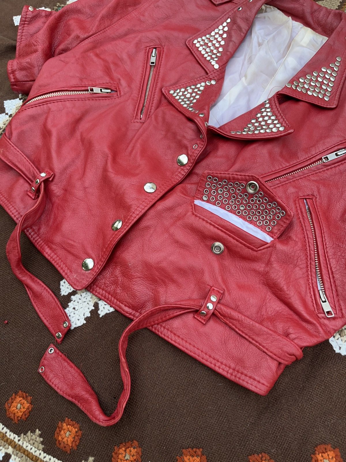 Seditionaries × Vintage Vintage 80s Studded Cropped Leather Jacket Punk Style Size L / US 10 / IT 46 - 5 Thumbnail