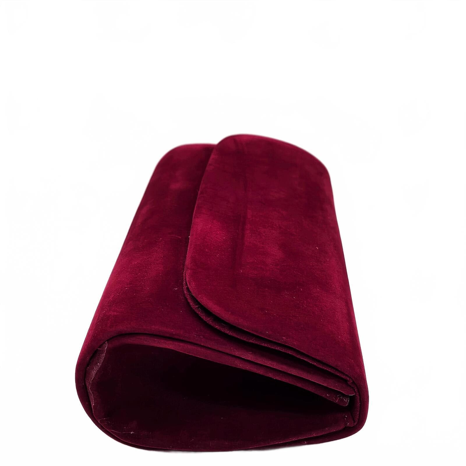 Unknown London Elegant Burgundy Velvet Clutch with Silver Chain Strap Size ONE SIZE - 5 Thumbnail