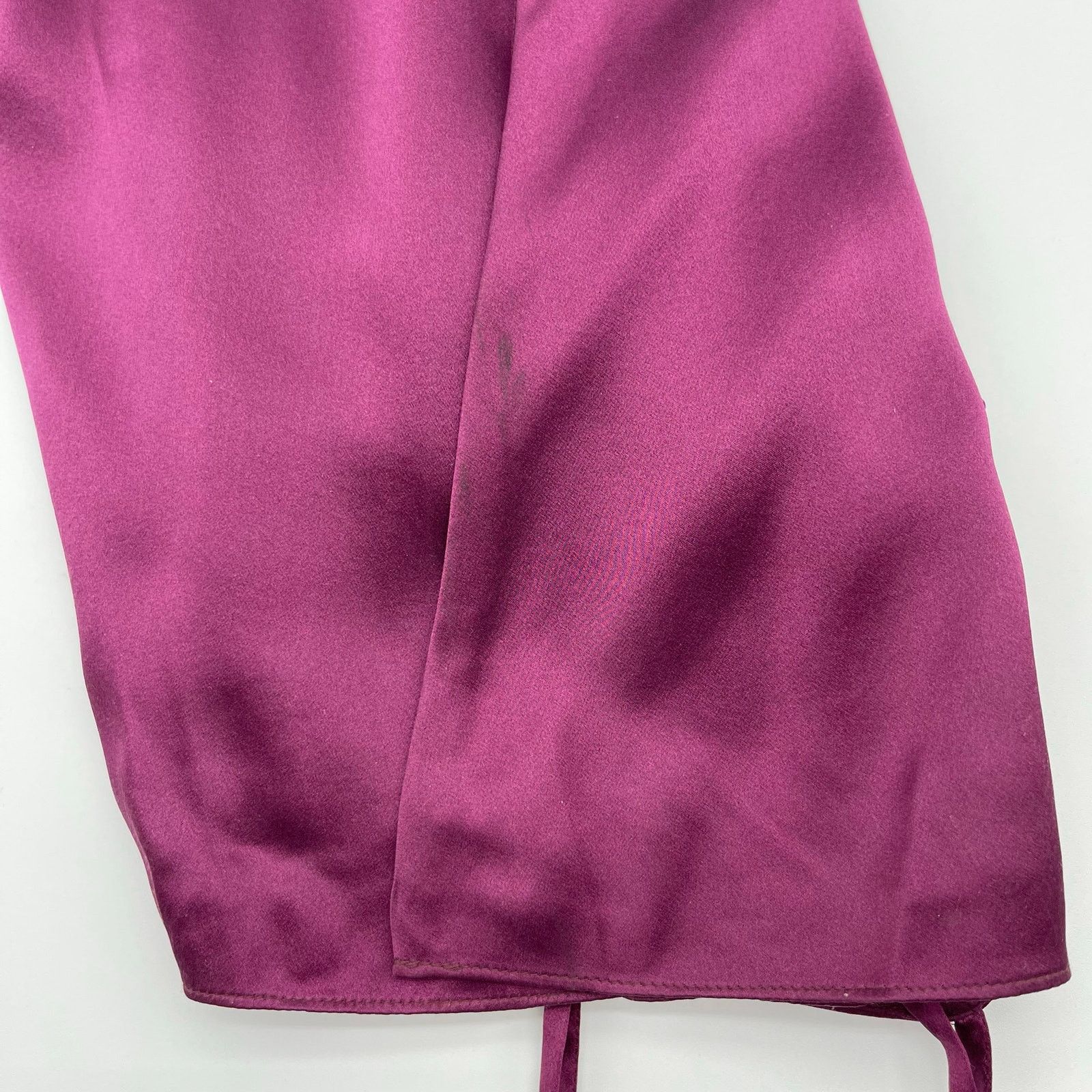 The Sei Ruched Cut Out Silk Midi Dress in Burgundy 2