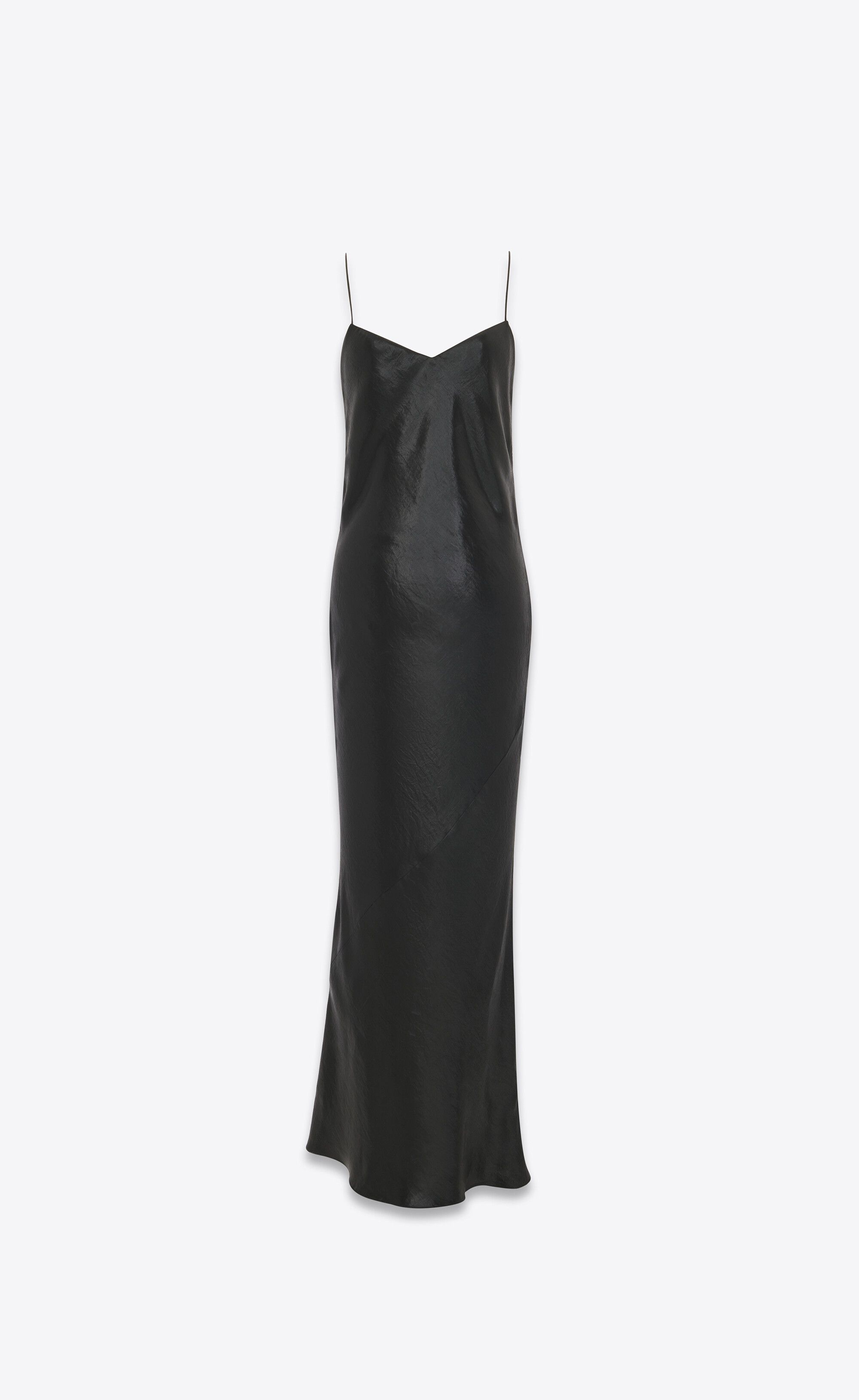 long cowl-back dress in iridescent satin