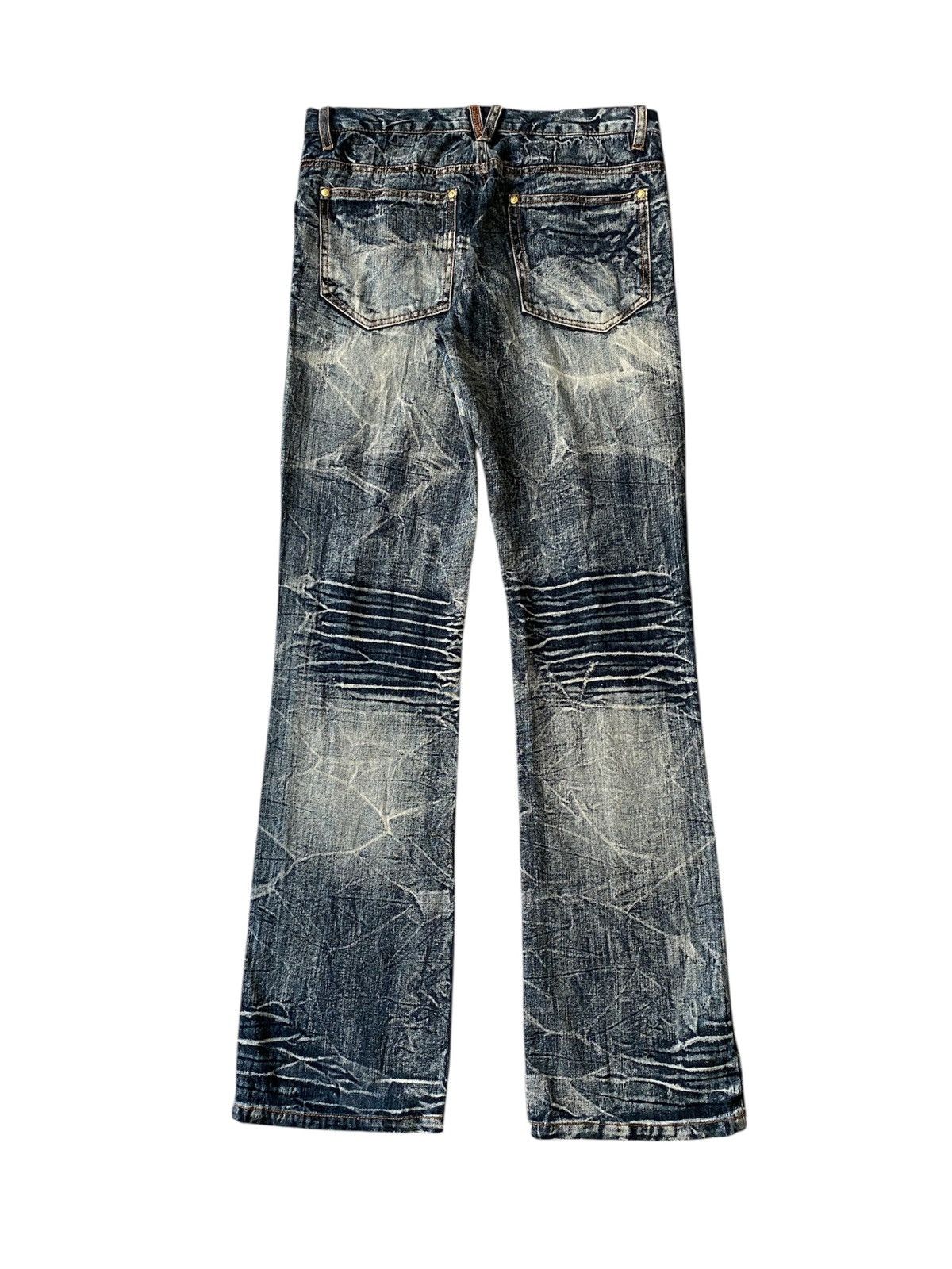 Japanese Brand Black Baccara Honey Comb Claws Mark Distressed Flare Denim Size US 30 / EU 46 - 2 Thumbnail