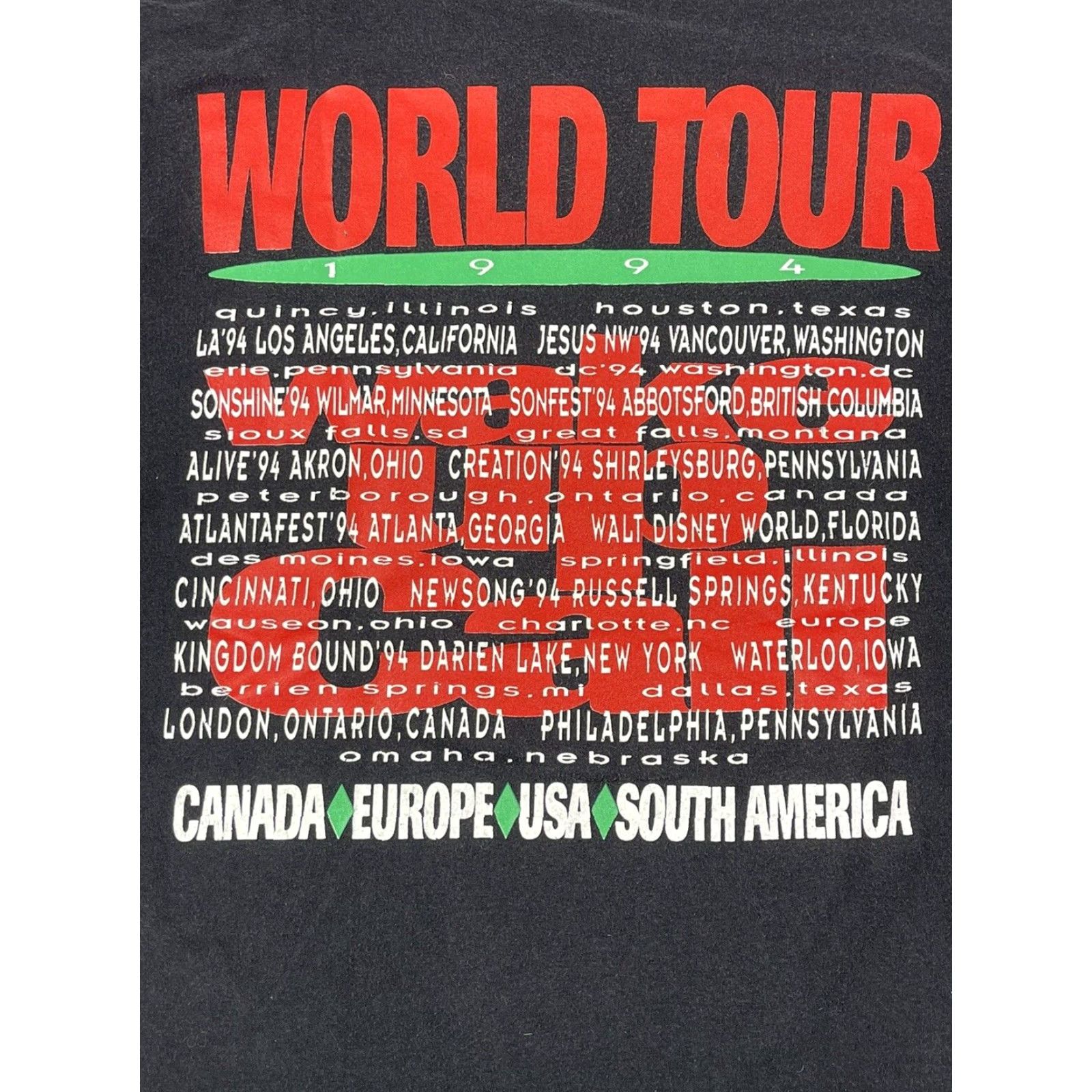 Vintage VINTAGE Petra Wake Up Call World Tour RARE T-Shirt XL USA Mens Shirt US 1994 Christian Rock Band Logo Cotton Polyester Crew Neck Short Sleeve Black Size US XL / EU 56 / 4 - 5 Thumbnail