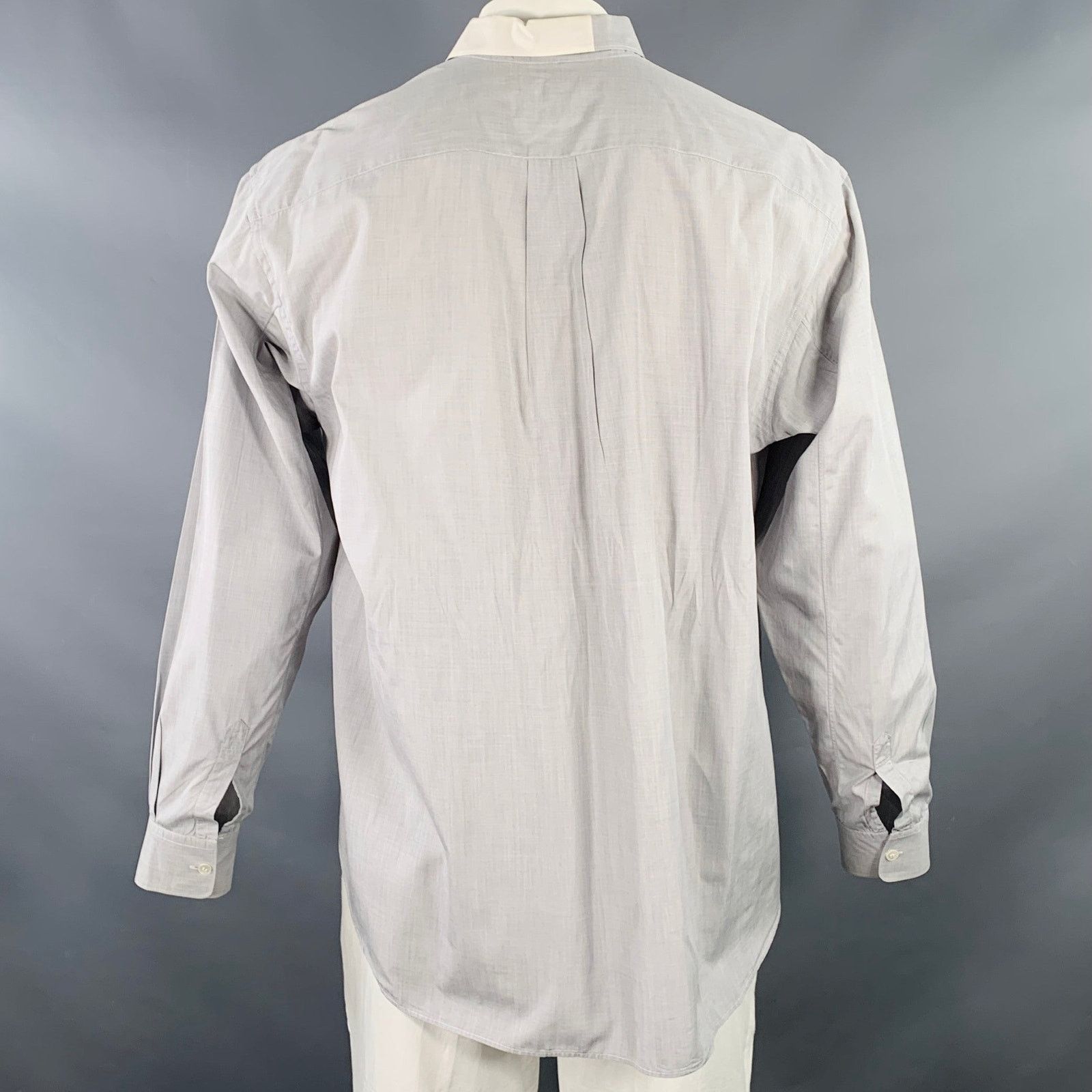 Comme des Garcons SHIRT SHIRT Size L Grey White Cotton One Pocket Long Sleeve Shirt Size US L / EU 52-54 / 3 - 3 Thumbnail