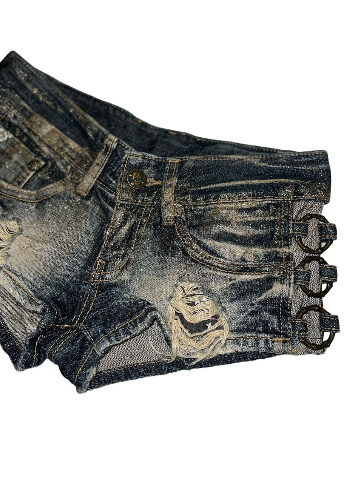 Japanese Brand D.i.a. Gyaru glitter denim shorts ☠️✨ Size 26" / US 2 / IT 38 - 7 Thumbnail