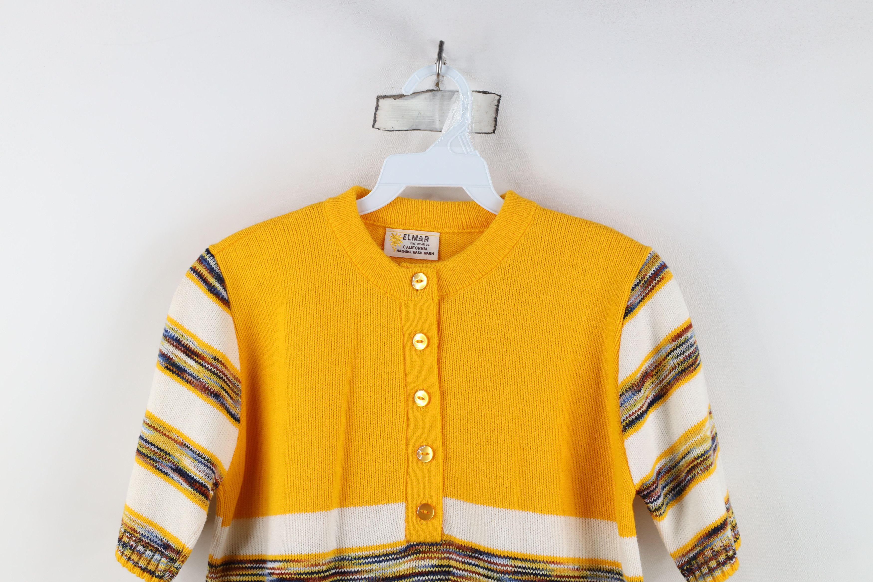 Vintage Vintage 50s 60s Rainbow Striped Short Sleeve Sweater USA Size S / US 4 / IT 40 - 2 Thumbnail