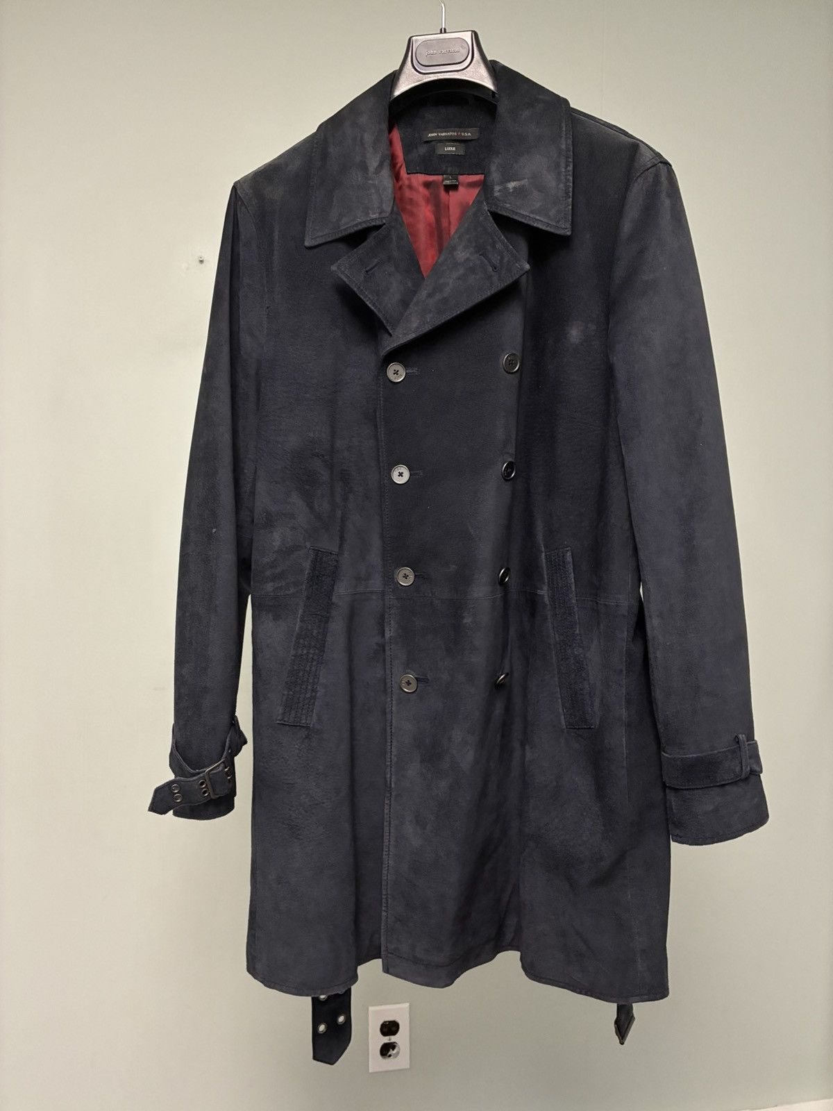 John Varvatos Suede Trench Coat With Belt size Large Size US L / EU 52-54 / 3 - 5 Thumbnail