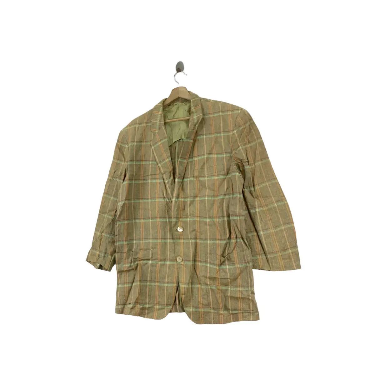 Vintage Vintage CHRISTIAN AUJARD PARIS HOMME Tartan Blazer Size 44R - 4 Thumbnail