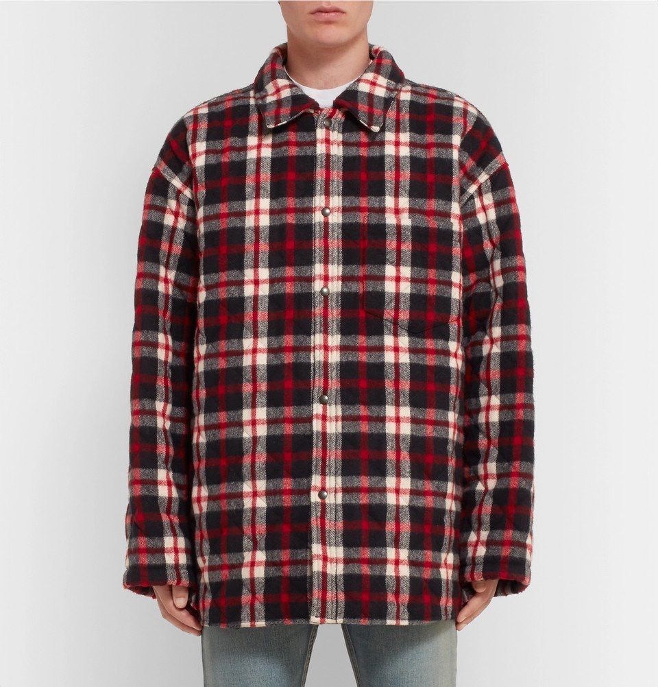 Balenciaga Balenciaga Oversized Quilted Checked Cotton-Flannel Coat Red Size US M / EU 48-50 / 2 - 3 Thumbnail