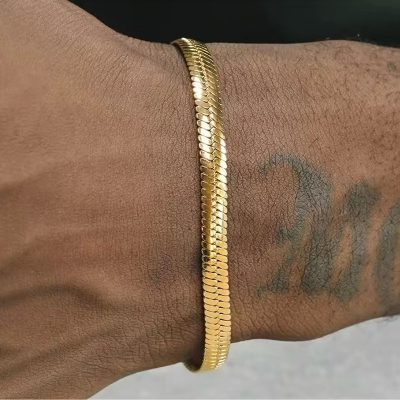 Other Stainless Steel Smooth Gold Bracelet Snake Chain Men Size ONE SIZE - 1 Thumbnail