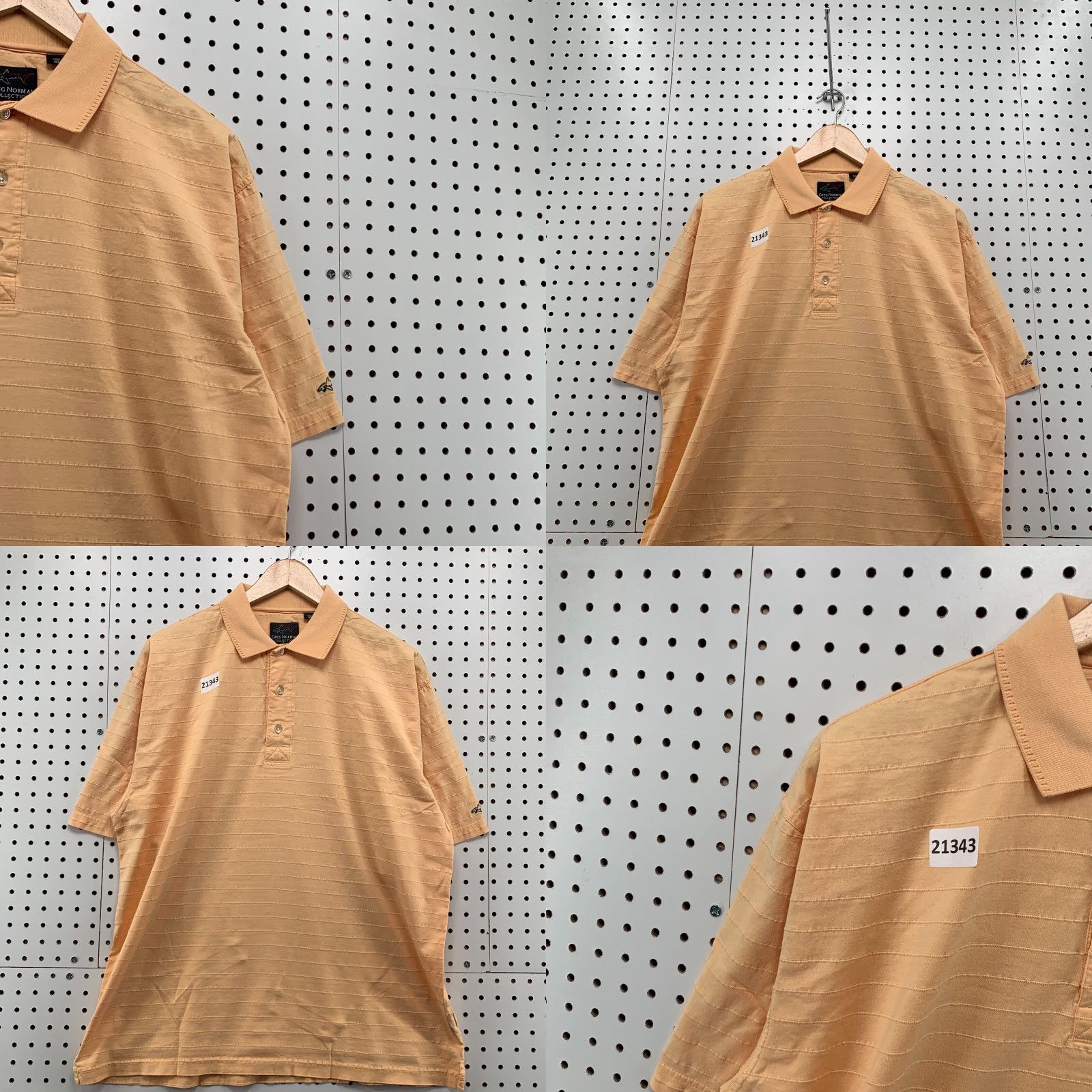 Vintage Greg Norman Polo Shirt Mens L Orange Short Sleeve Tonal Stripe Fits 23X30 Size US L / EU 52-54 / 3 - 8 Thumbnail