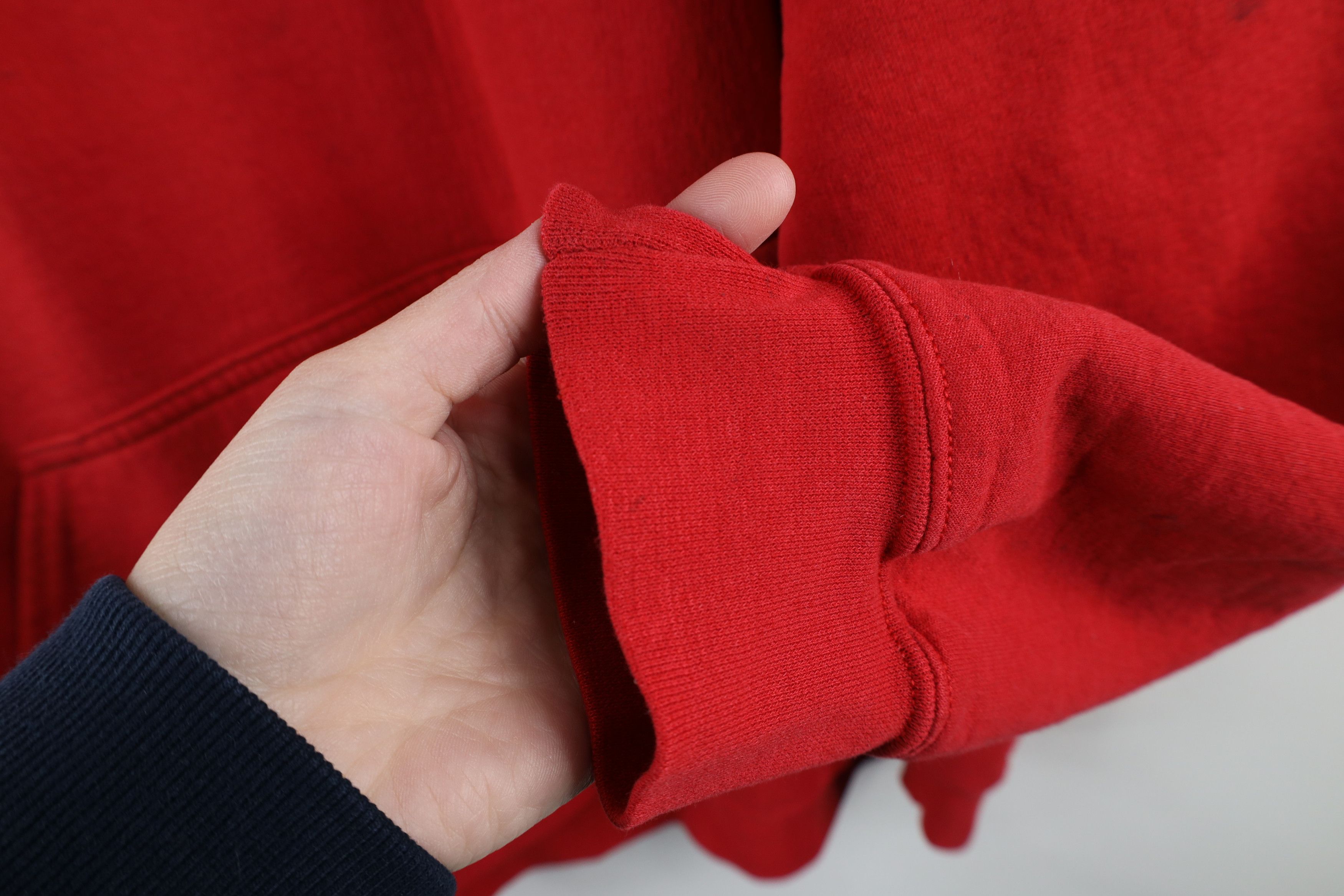 Vintage Vintage 90s Streetwear Thrashed Blank Hoodie Sweatshirt Red Size US XXL / EU 58 / 5 - 7 Thumbnail