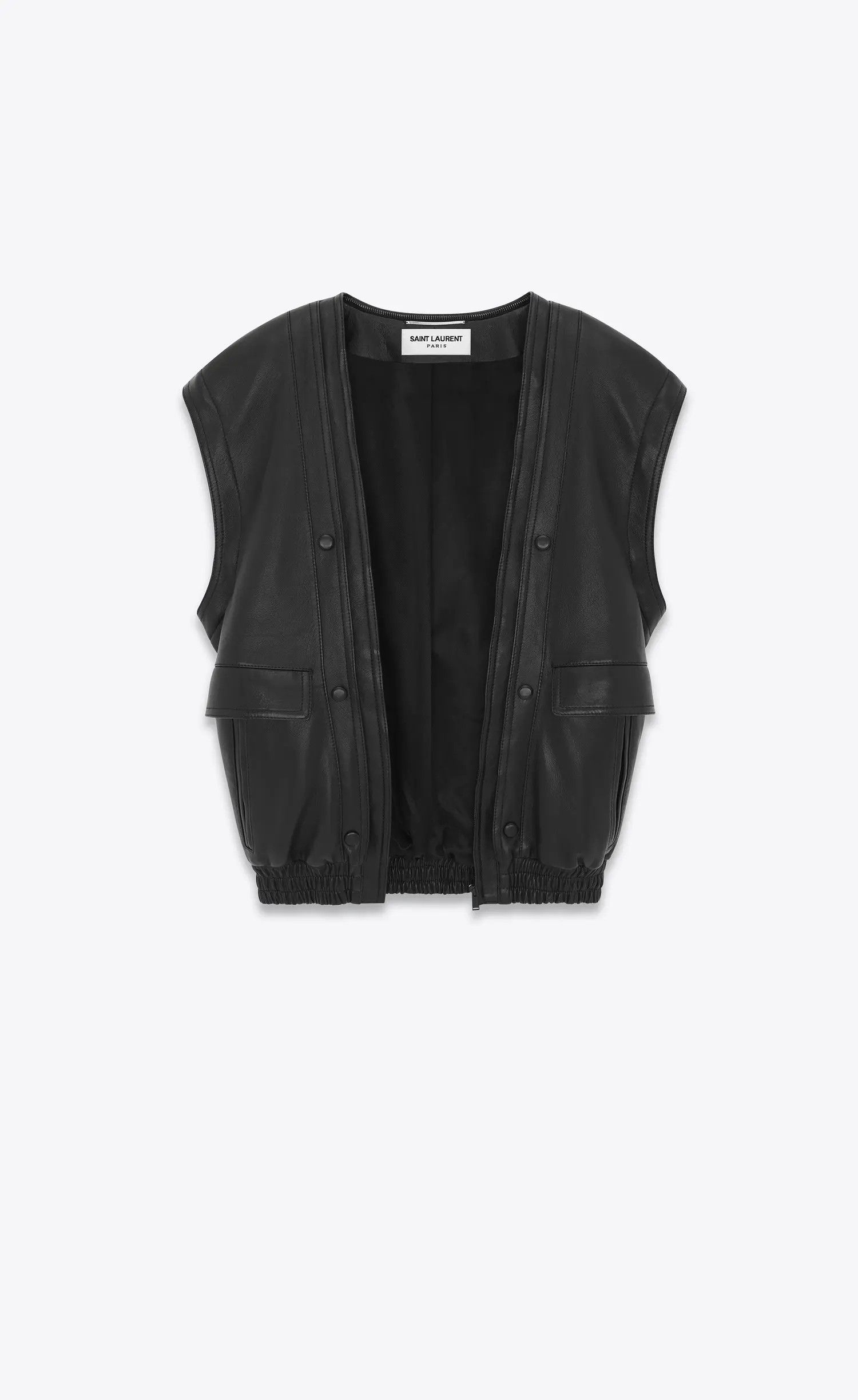 Saint Laurent Paris o1s1wg110925 Shawl-Neck Jacket in Lambskin and Ribbed Wool Size US M / EU 48-50 / 2 - 4 Thumbnail