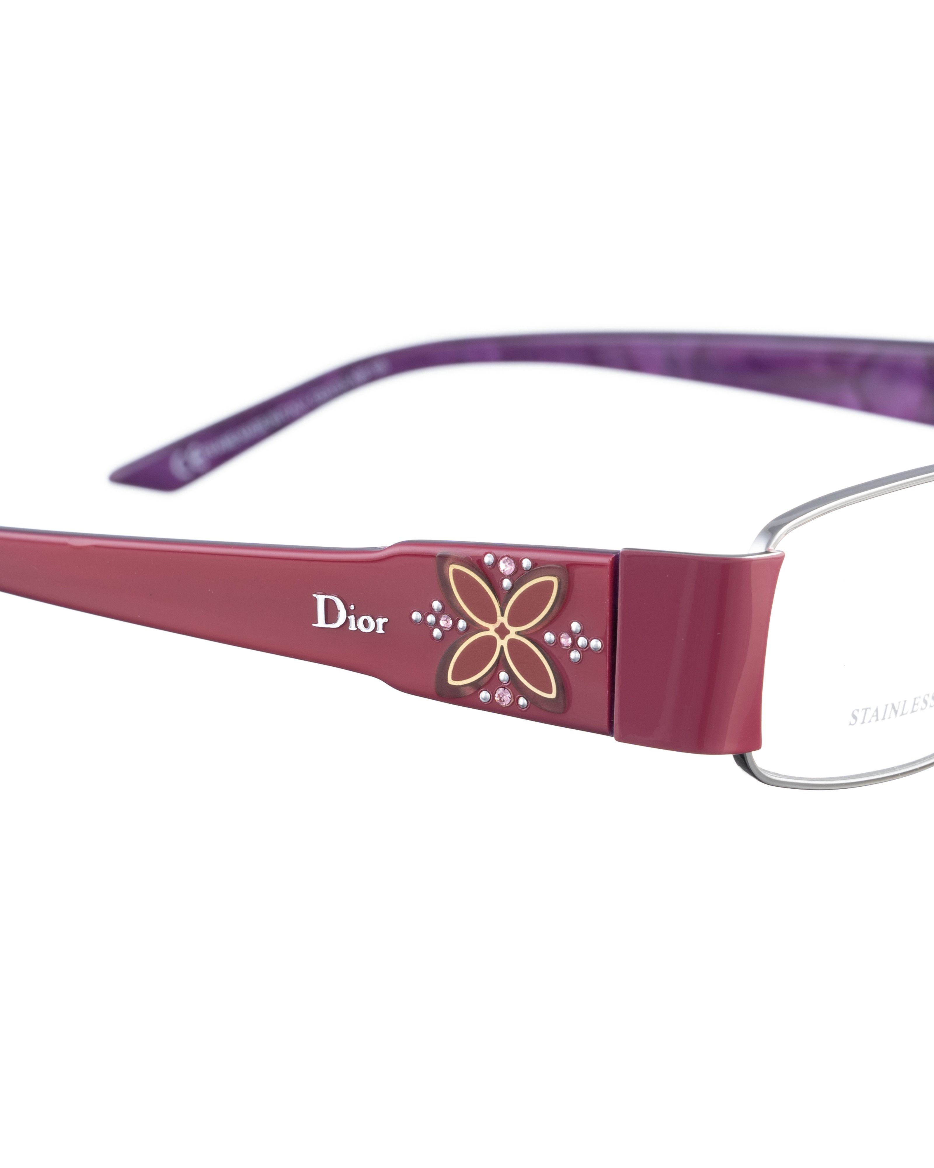 Dior Dior '90s Violet & Silver Glasses with Flowers and Gems Size ONE SIZE - 1 Thumbnail