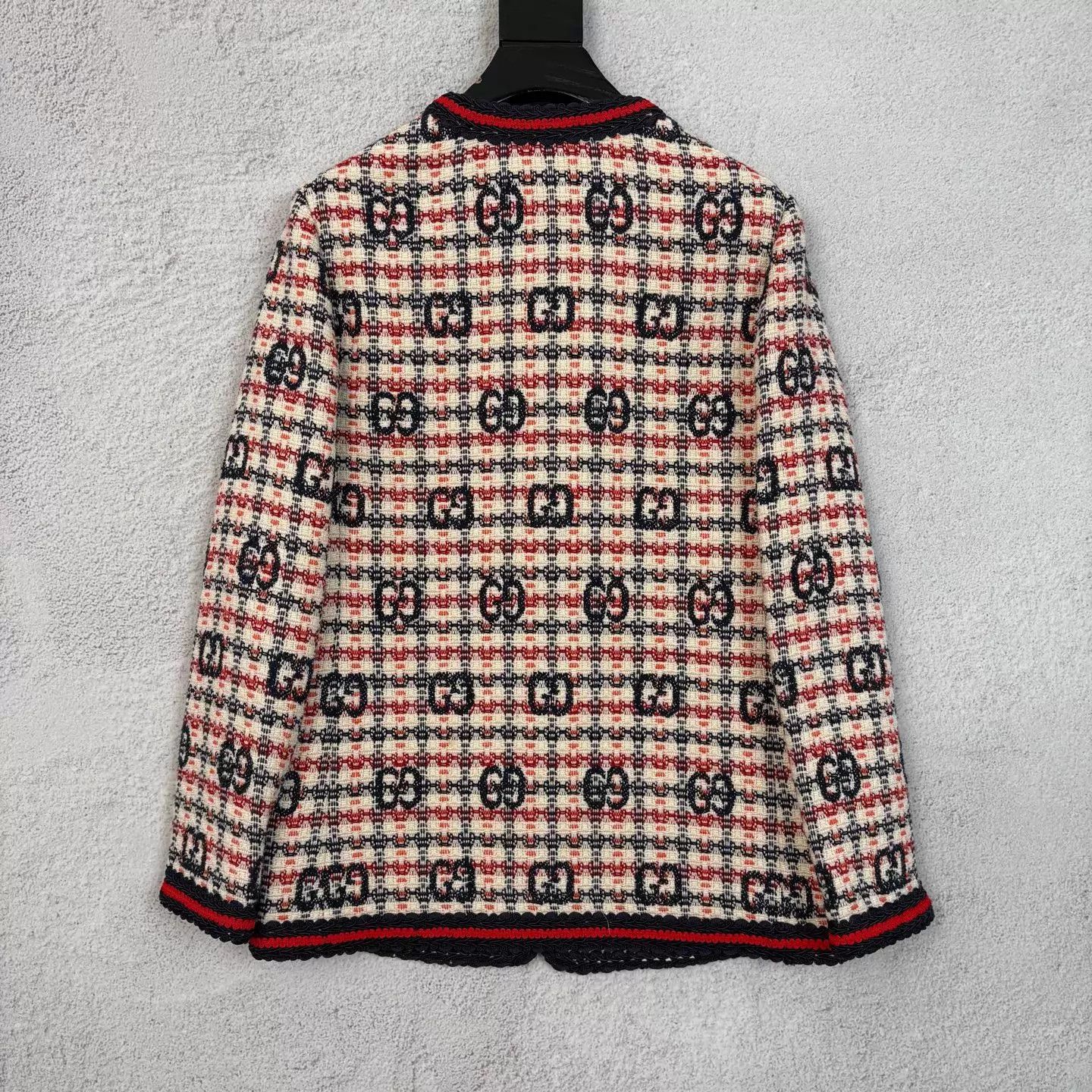 Gucci GUCCI GG Jacquard V-neck Tweed Long Sleeve Jacket Women's Size XS / US 0-2 / IT 36-38 - 2 Thumbnail
