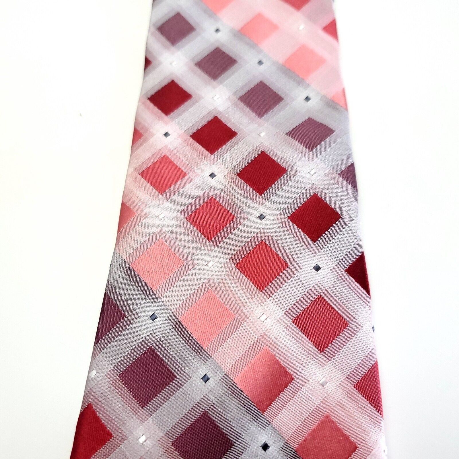 Perry Ellis Perry Ellis Portfolio Red Woven Plaid Skinny Silk Tie Size ONE SIZE - 2 Thumbnail