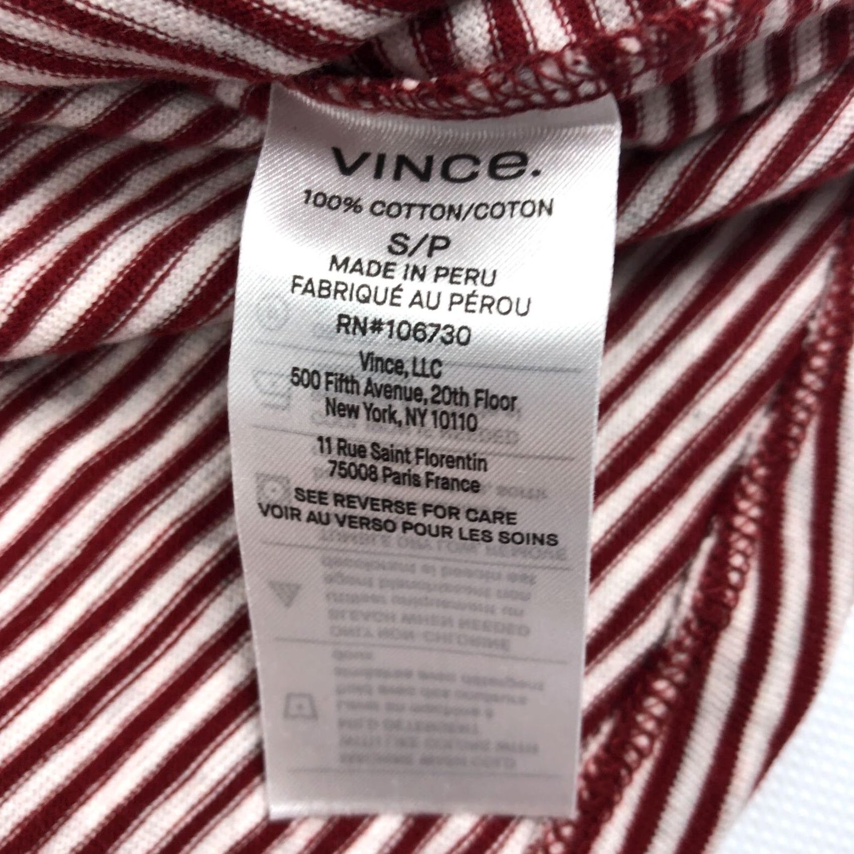 Vince Vince Hoodie Mens S Red Striped Slub Pullover Size US S / EU 44-46 / 1 - 6 Thumbnail