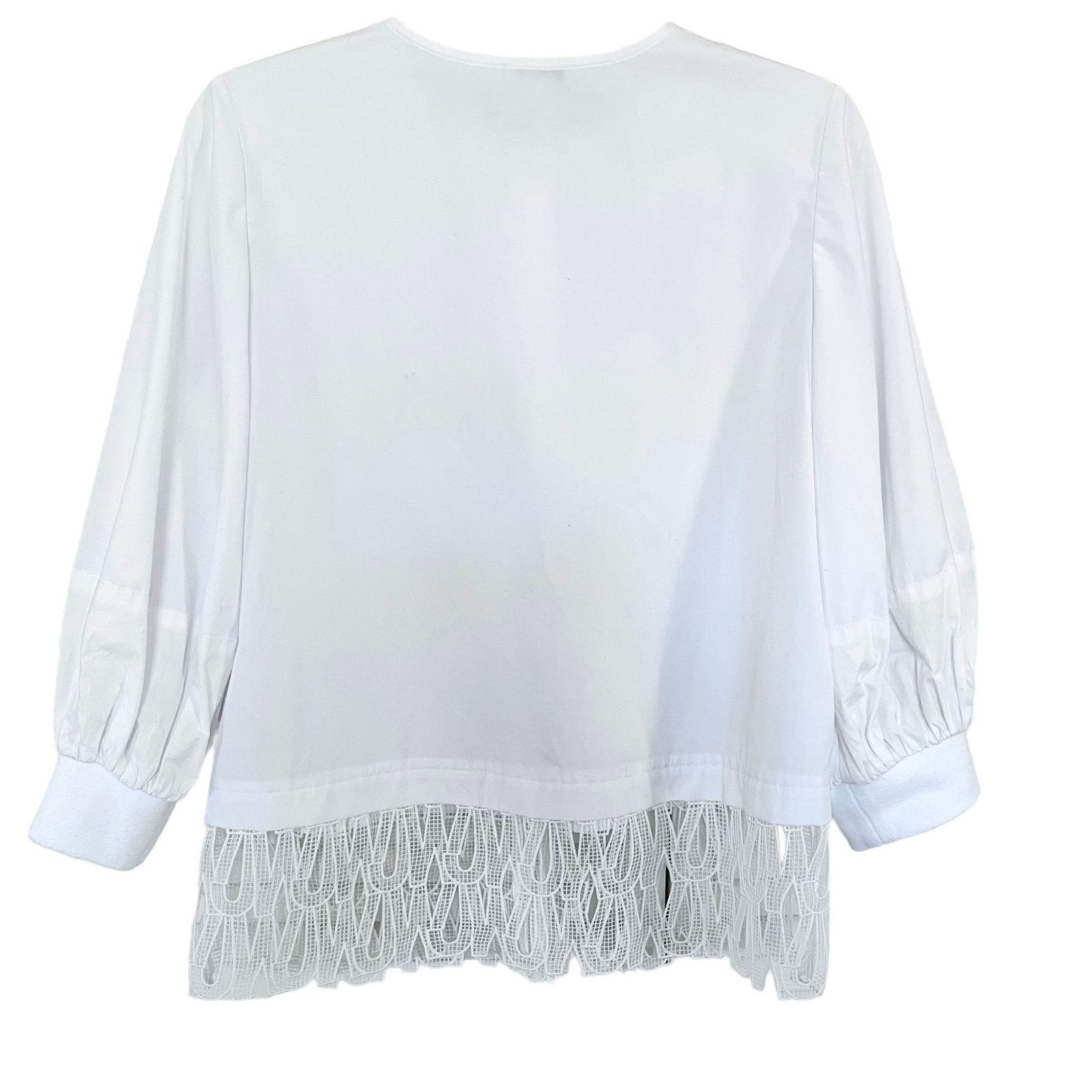 Jason Wu Jason Wu White Poplin Blouse Lace Trim Reworked XS Size XS / US 0-2 / IT 36-38 - 1 Thumbnail