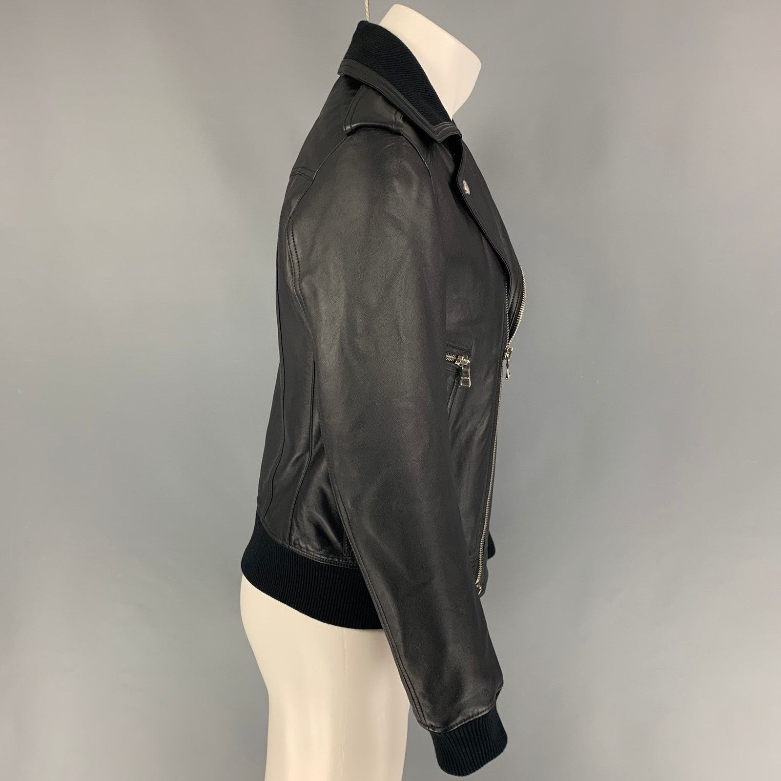 Balmain Size 38 Black Leather Motorcycle Jacket Size US M / EU 48-50 / 2 - 2 Thumbnail