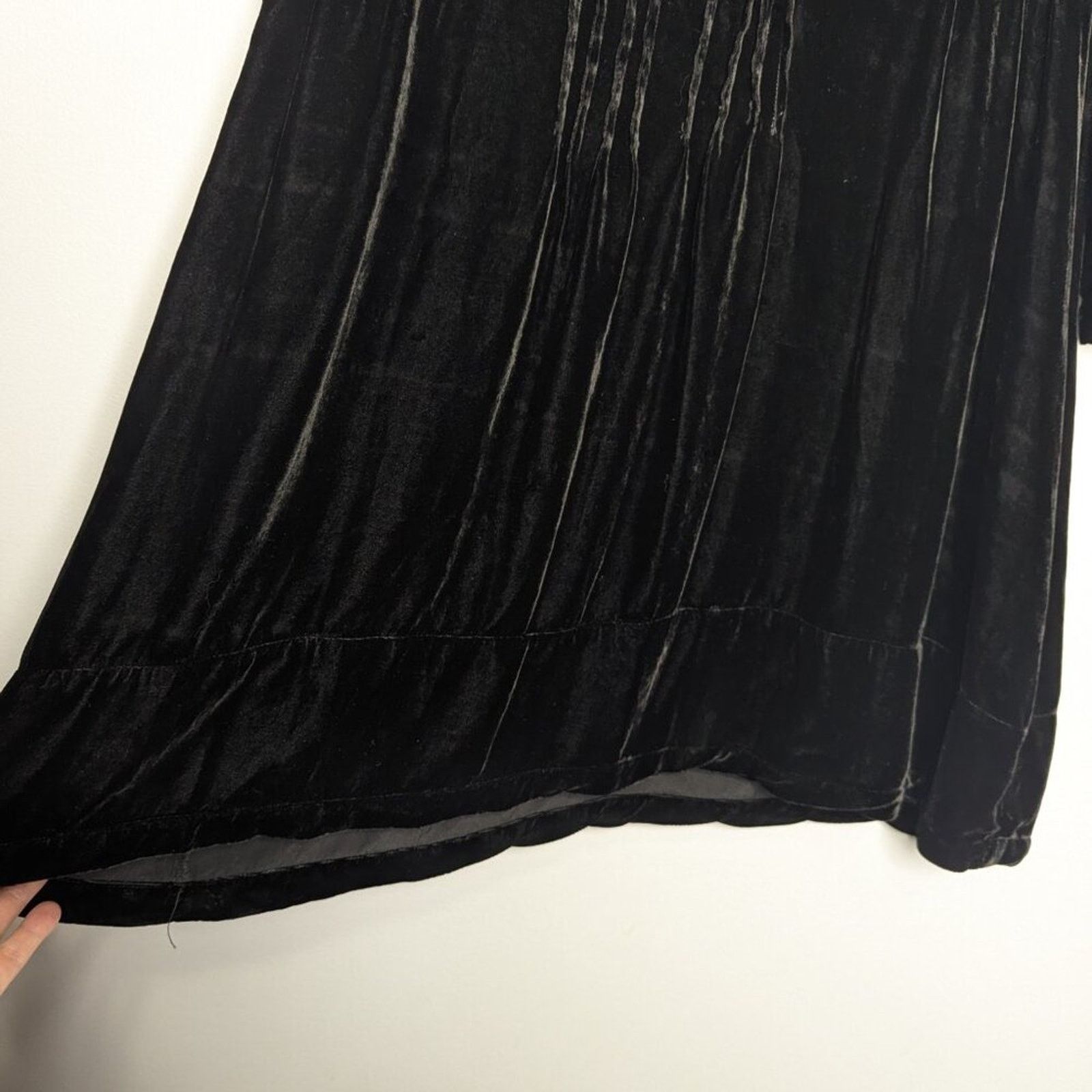 CP Shades CP Shades Black Velvet Oversized Regina Tunic Dress V-Neck Size S / US 4 / IT 40 - 8 Thumbnail