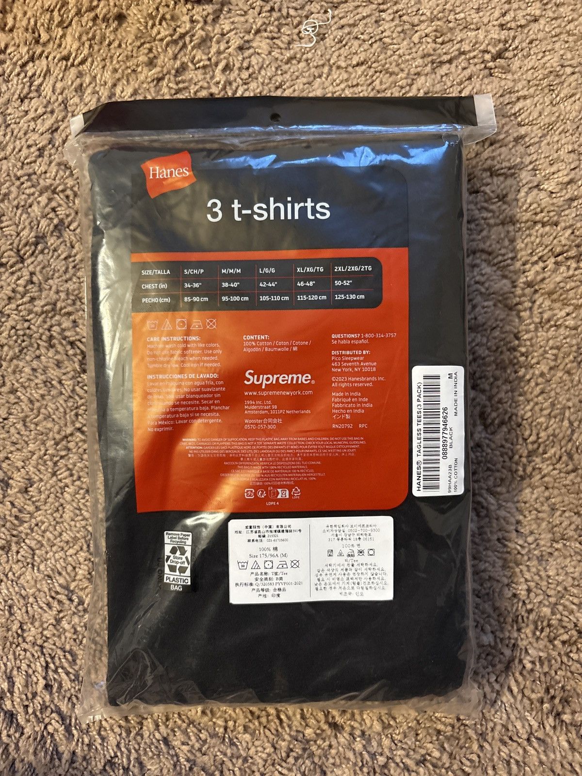 Hanes × Supreme Supreme Hanes tagless Tees (3pack) Size US M / EU 48-50 / 2 - 2 Thumbnail