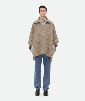 Bottega Veneta o1s1rm0326 Wool Diamond Poncho in Beige Size US S / EU 44-46 / 1 - 4 Thumbnail