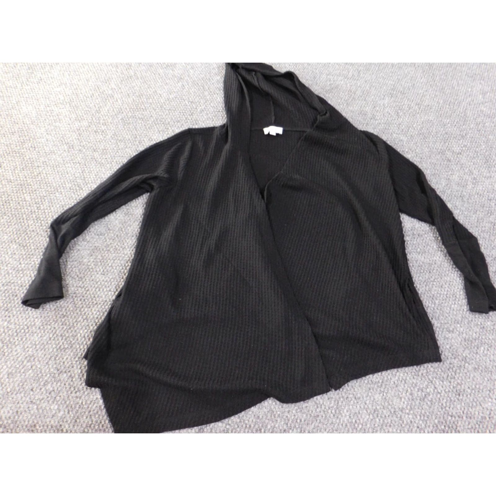 Loft LOFT Cardigan Sweater Ladies L Black Cotton Knit Rib Long Sleeve Round Neck Stretch Button Up Modern Designer Casual Fall Winter Spring Size L / US 10 / IT 46 - 2 Thumbnail
