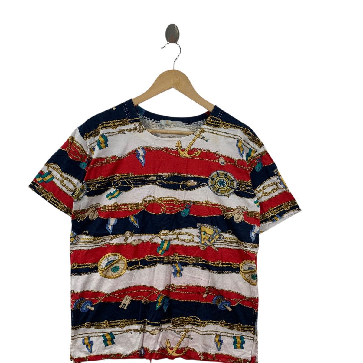 Aquascutum Vintage AQUASCUTUM LONDON BAROQUE Nautical AOP Tee Shirt Top Size M / US 6-8 / IT 42-44 - 4 Thumbnail