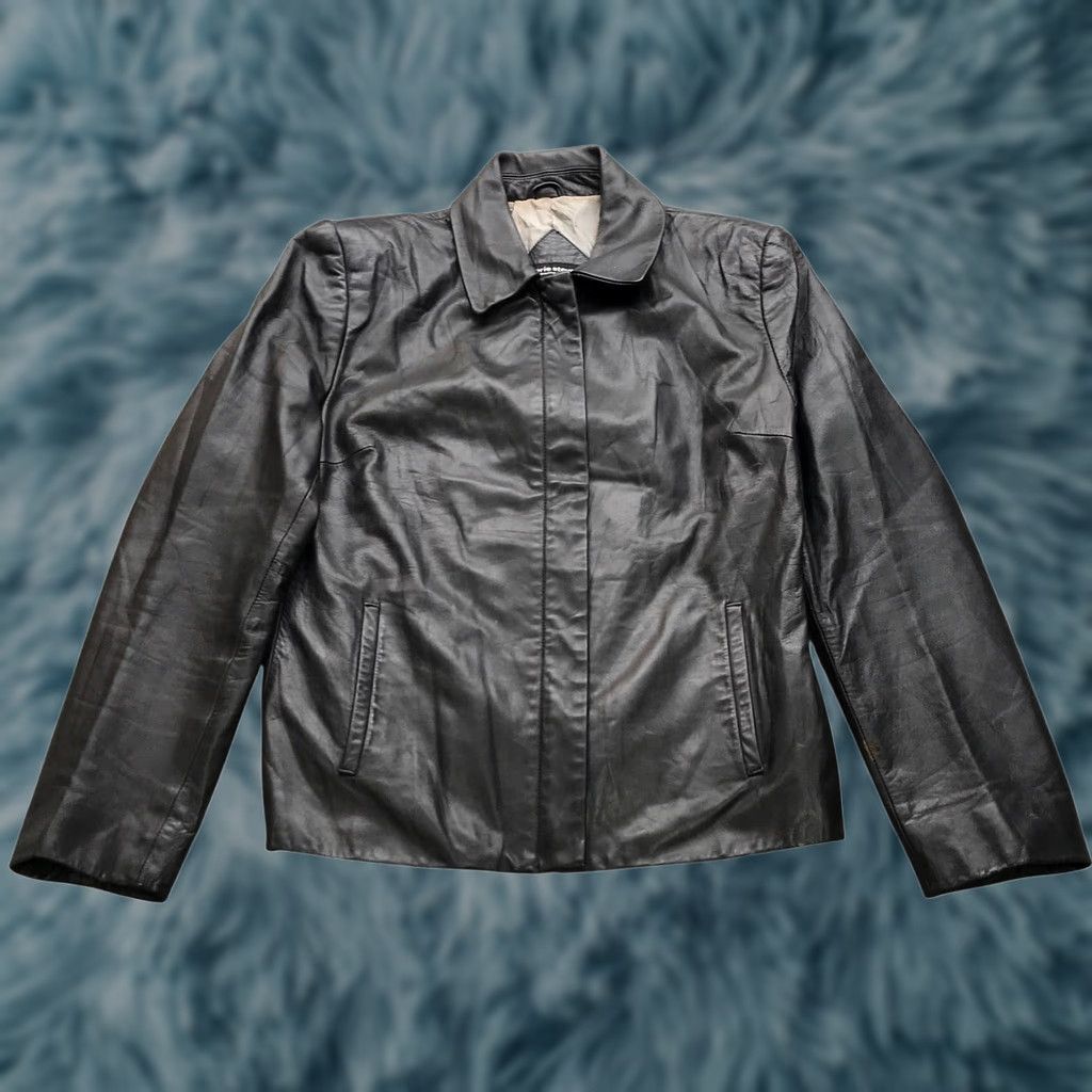 Vintage Valerie Stevens Leather Jacket Women Medium Bomber Black Lined Pockets Zip Short Sleeve Mockup? Size M / US 6-8 / IT 42-44 - 1 Thumbnail