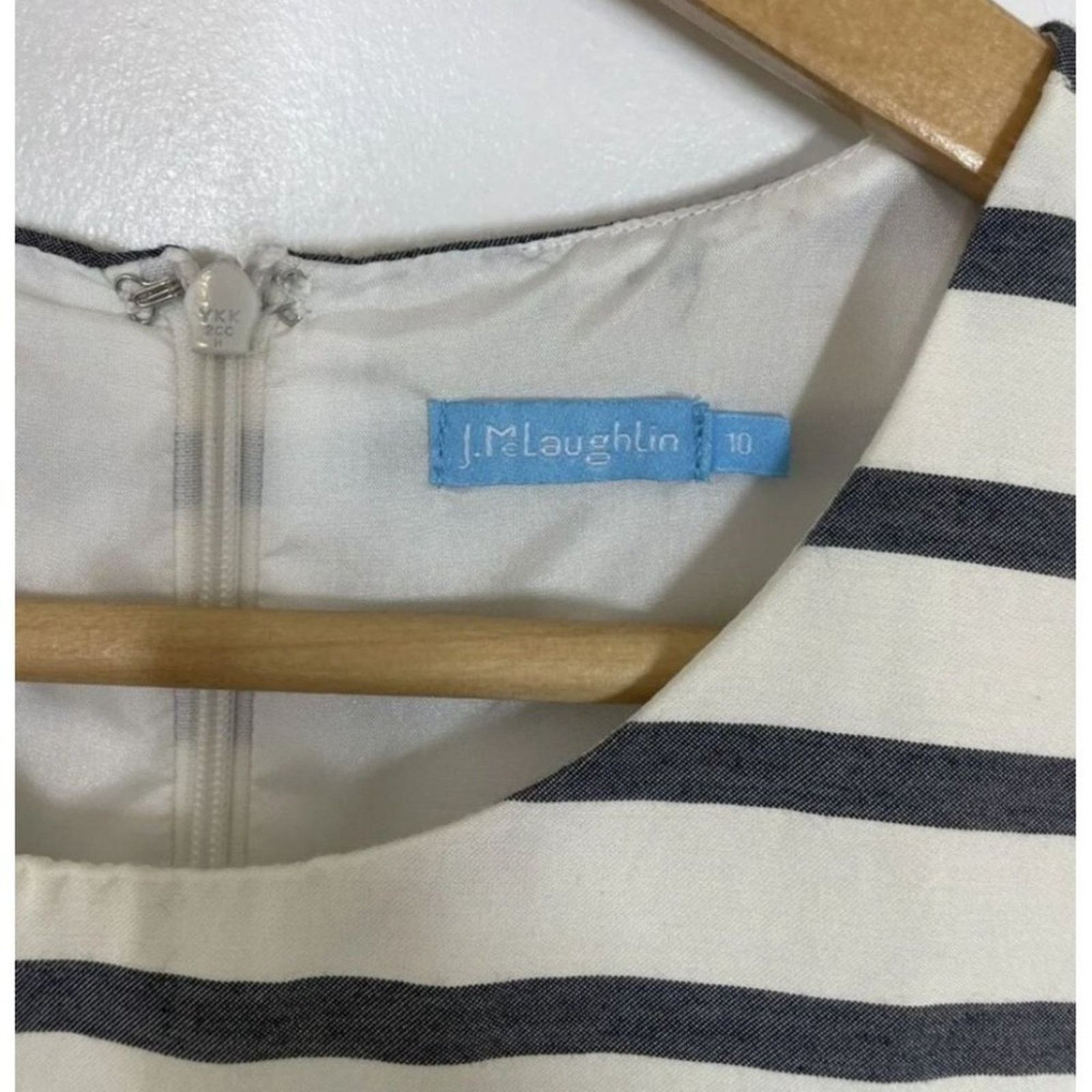 J.McLaughlin J. McLaughlin Jane Dress 10 White Navy Striped Bows Size L / US 10 / IT 46 - 8 Thumbnail