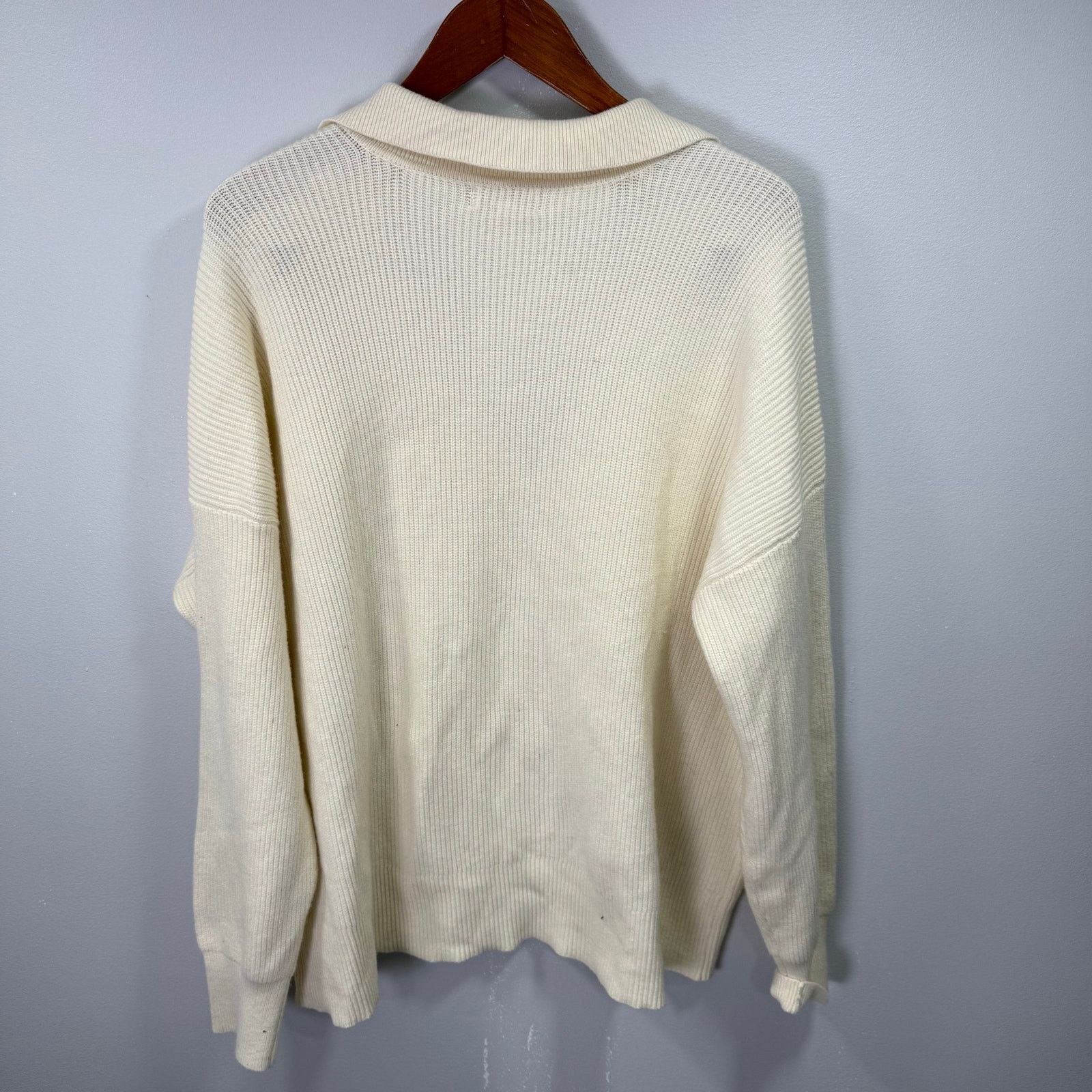 Macys On 34th Macys Plus Sweater sz 2X Collared Cream NEW #G589 Size XXL / US 16-18 / IT 52-54 - 2 Thumbnail