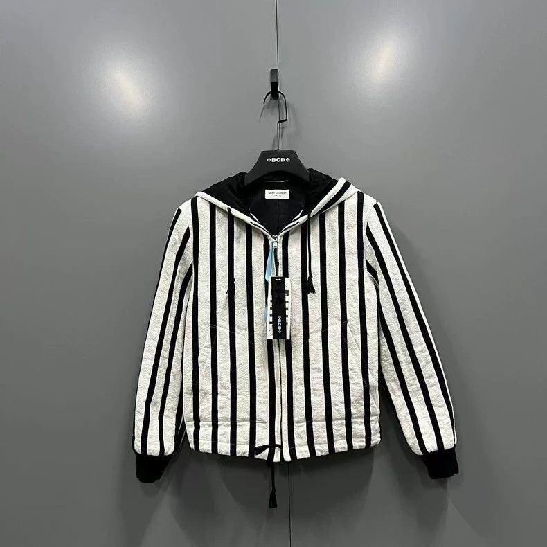Saint Laurent Paris Saint Laurent Striped Hooded Zip Jacket-2505 Size US M / EU 48-50 / 2 - 1 Thumbnail