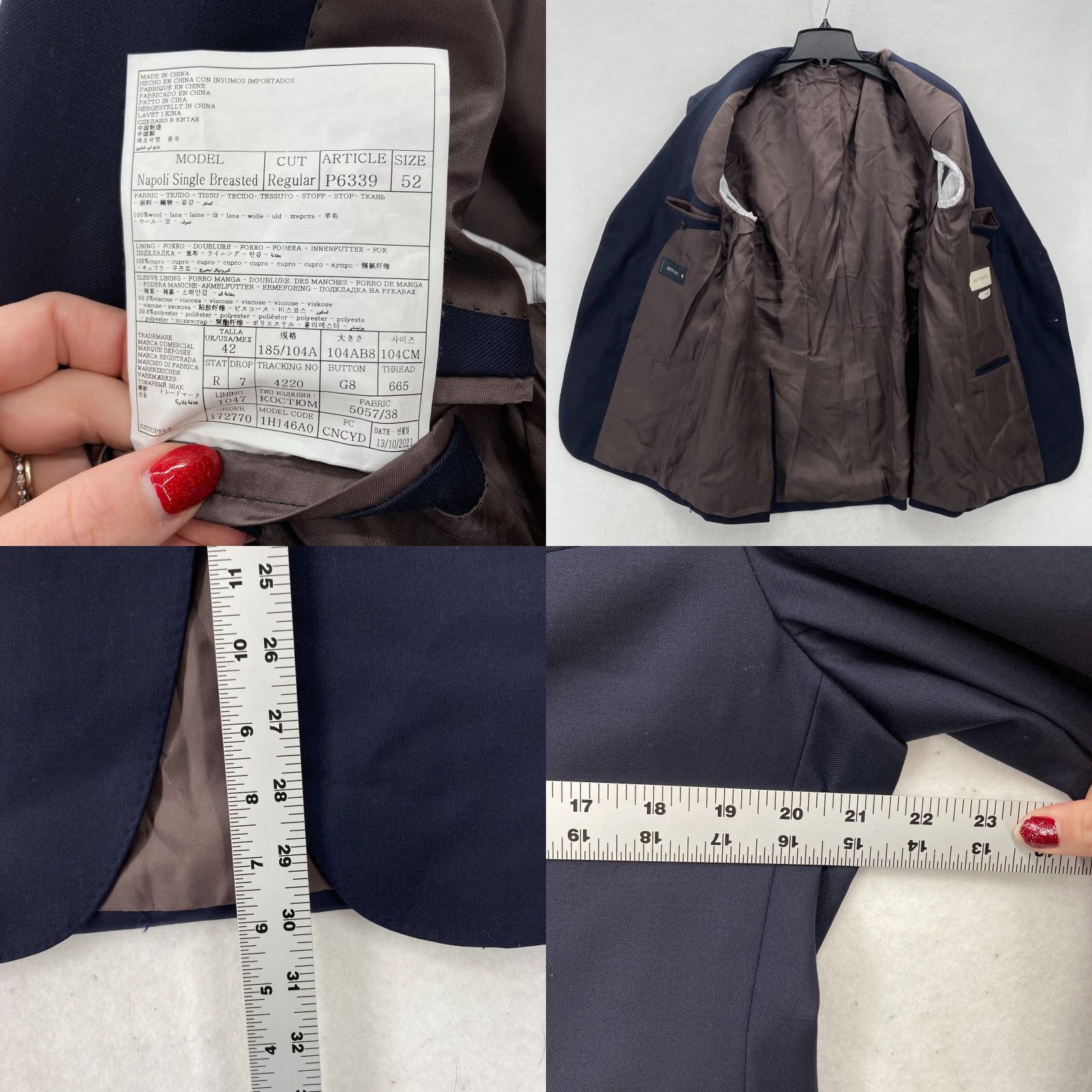 Suitsupply Suit Supply Napoli Single Breasted Blazer Jacket Mens 52 Navy Blue Wool Blazer Boss Suit 52 Navy Mens Wool Blazer Size 52R - 8 Thumbnail