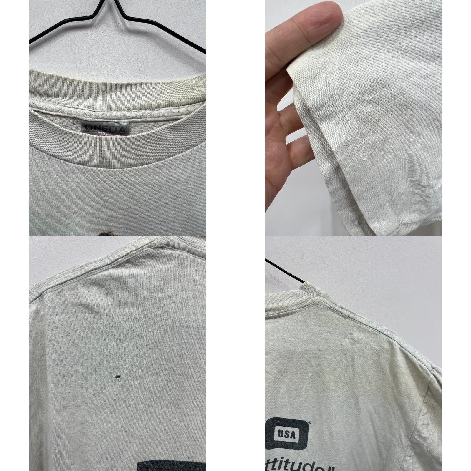 Vintage REM0 Drums with an Attitude T-Shirt L Men Ivory 90s Vintage Oneita Shirt Size US L / EU 52-54 / 3 - 8 Thumbnail
