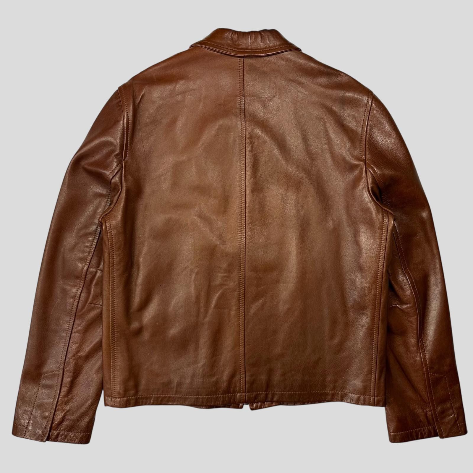 Prada Prada Milano FW98 Whiskey Leather Lined Zip Work Jacket IT50 Size US L / EU 52-54 / 3 - 2 Thumbnail