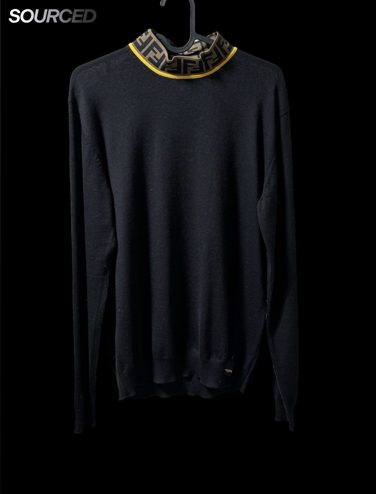 image of Fendi Wool Turtleneck in Black, Men's (Size Small)