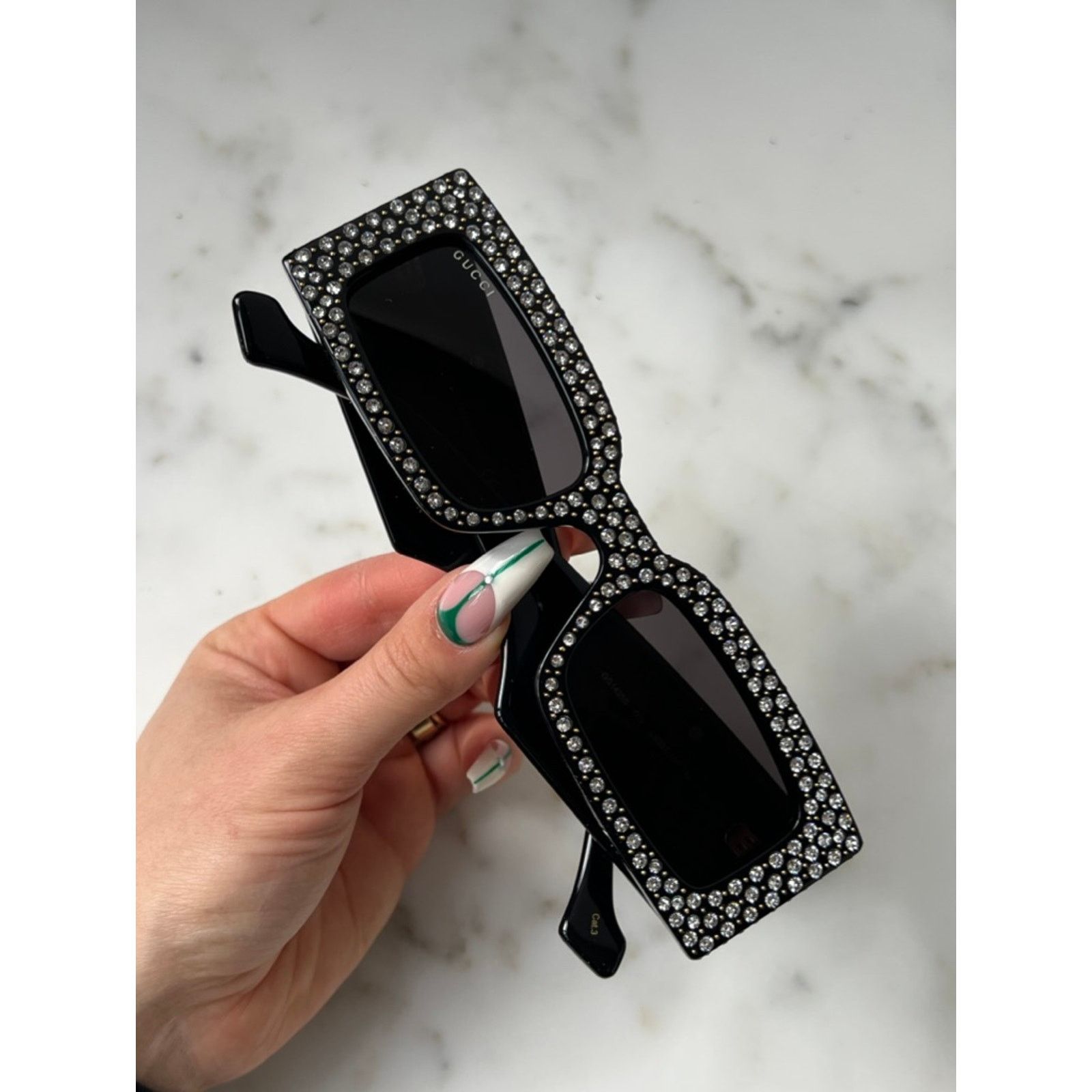 Gucci NEW Gucci GG1425S Crystal Black Marmont Sunglasses $1305 Size ONE SIZE - 6 Thumbnail