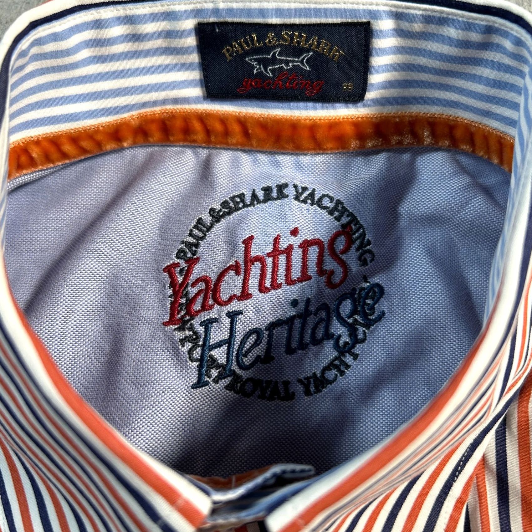 Paul & Shark Paul & Shark Yachting Shirt Mens Medium Striped Long Sleeve Button Up Pocket Embroidered Logo Multicolor Cotton Linen Size US M / EU 48-50 / 2 - 4 Thumbnail