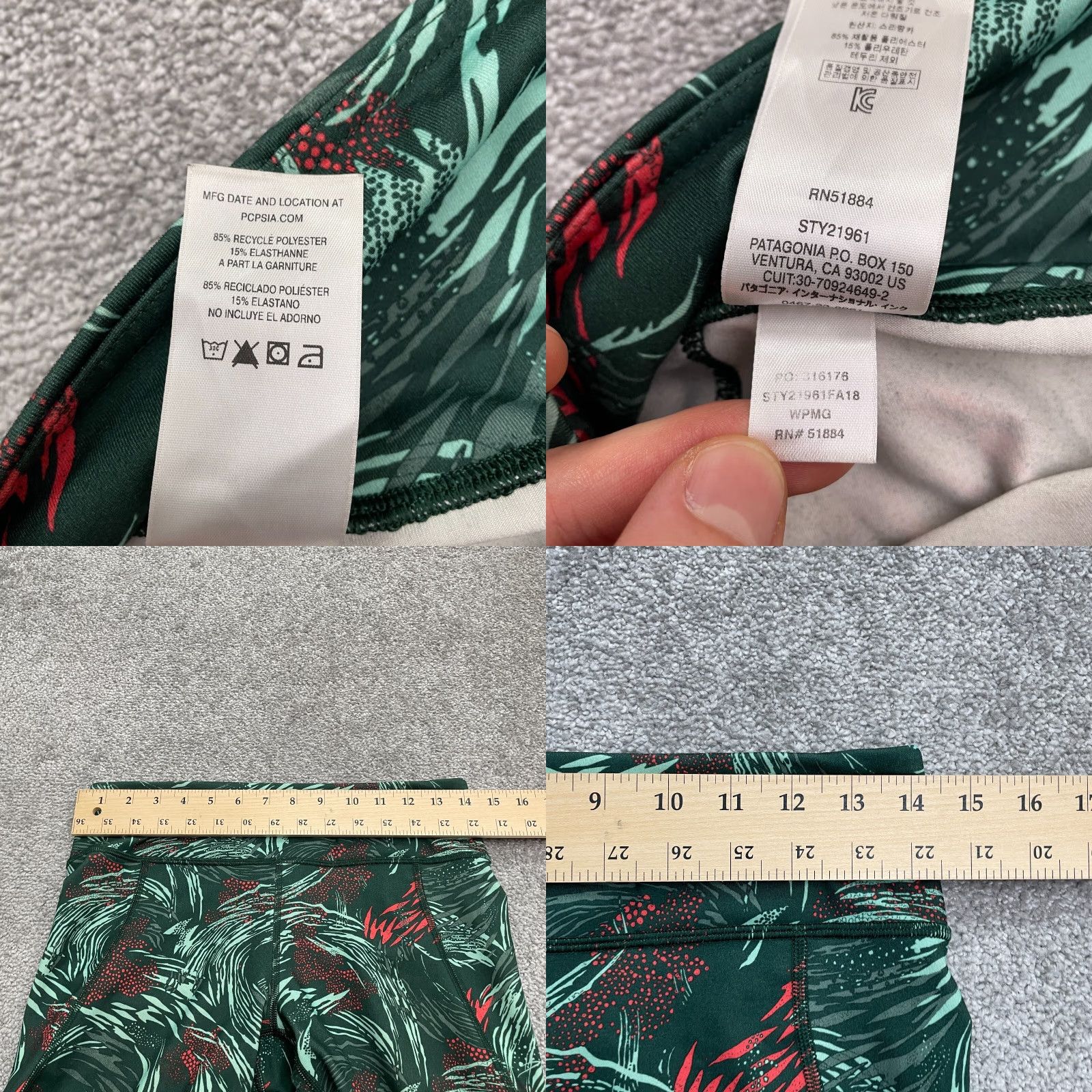 Patagonia Patagonia Leggings Womens M Green Patterned Active Yoga Compression Size 32" / US 10 / IT 46 - 8 Thumbnail